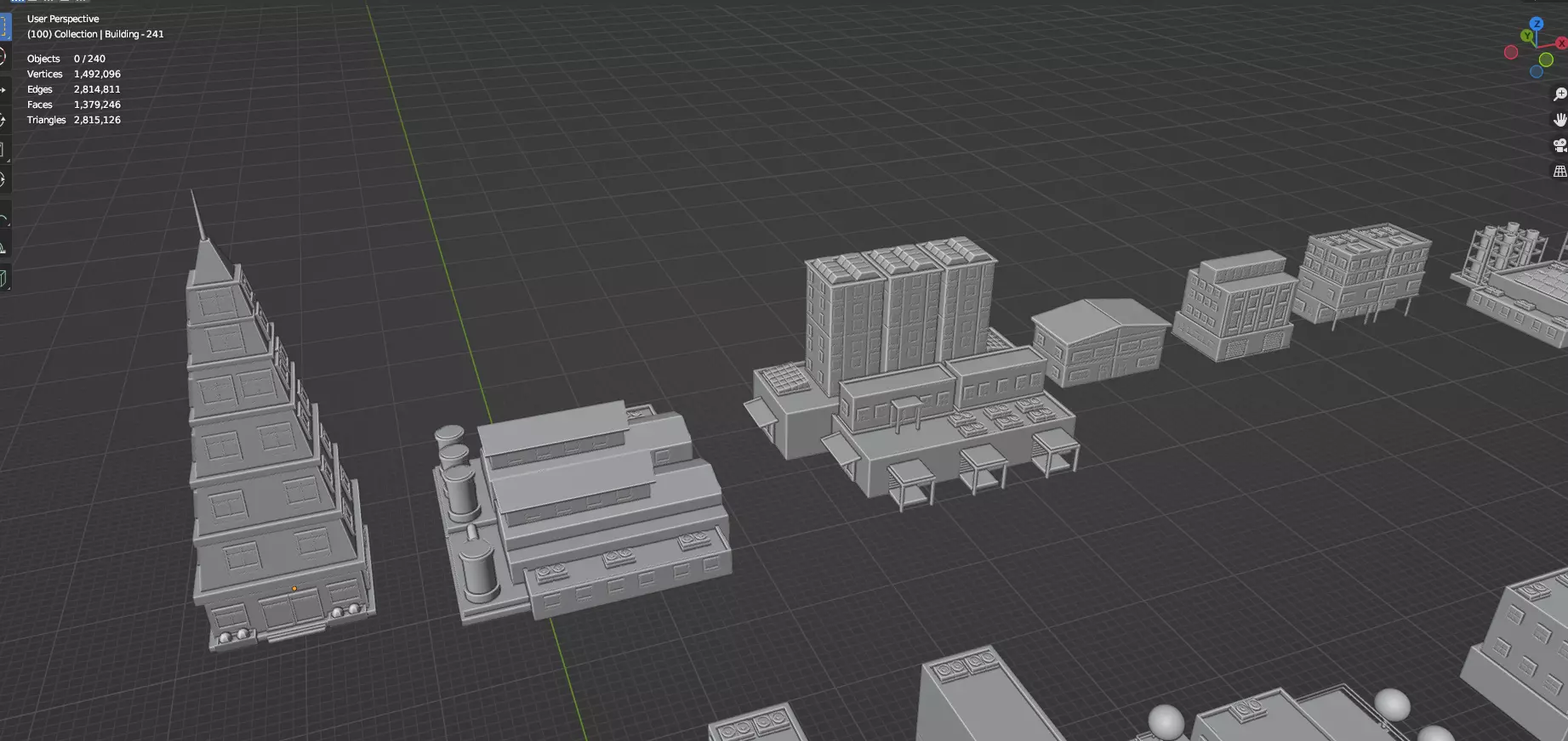 Low Poly City Buildings Pack Of 240 - Game Ready - Untextured  Low-poly 3D model_84