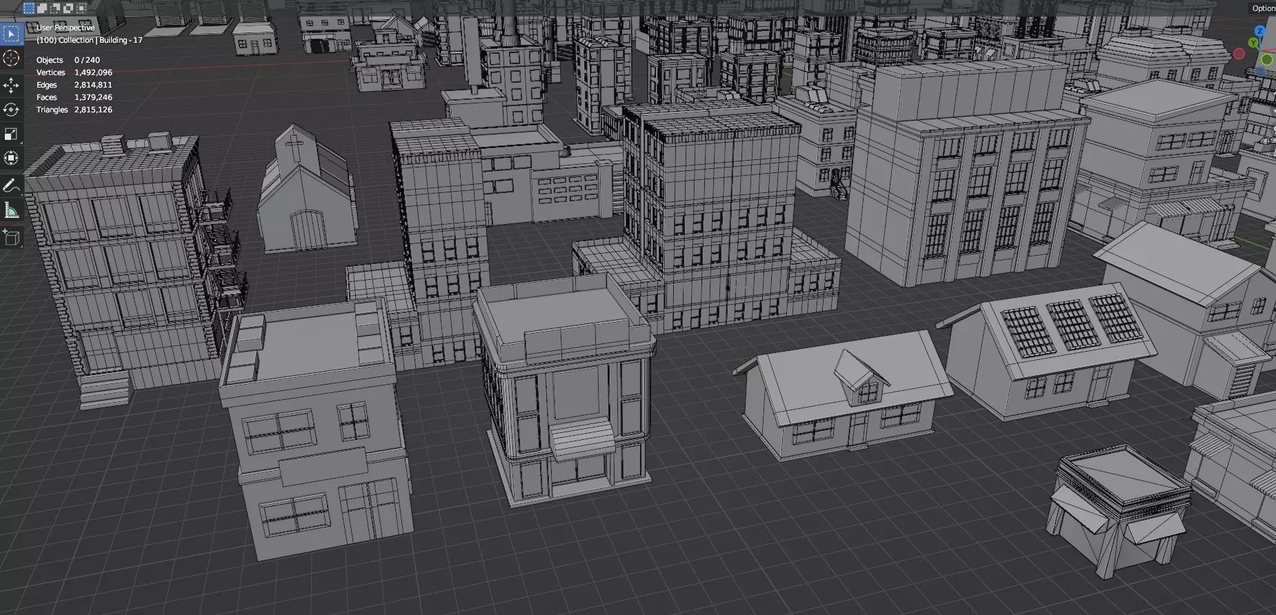 Low Poly City Buildings Pack Of 240 - Game Ready - Untextured  Low-poly 3D model_47
