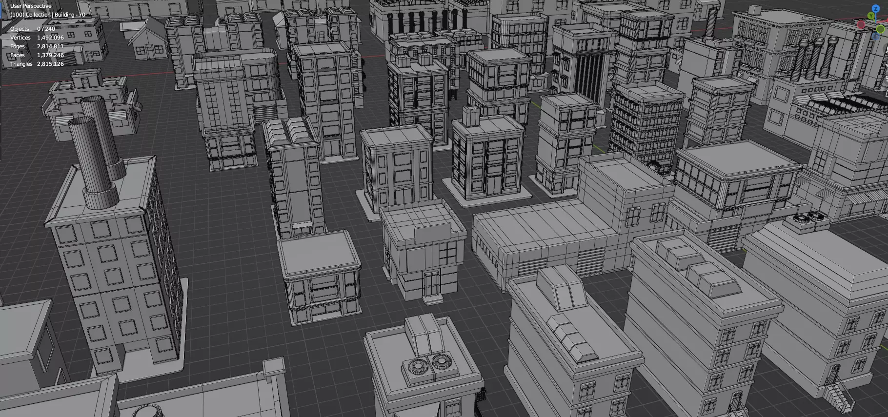 Low Poly City Buildings Pack Of 240 - Game Ready - Untextured  Low-poly 3D model_42