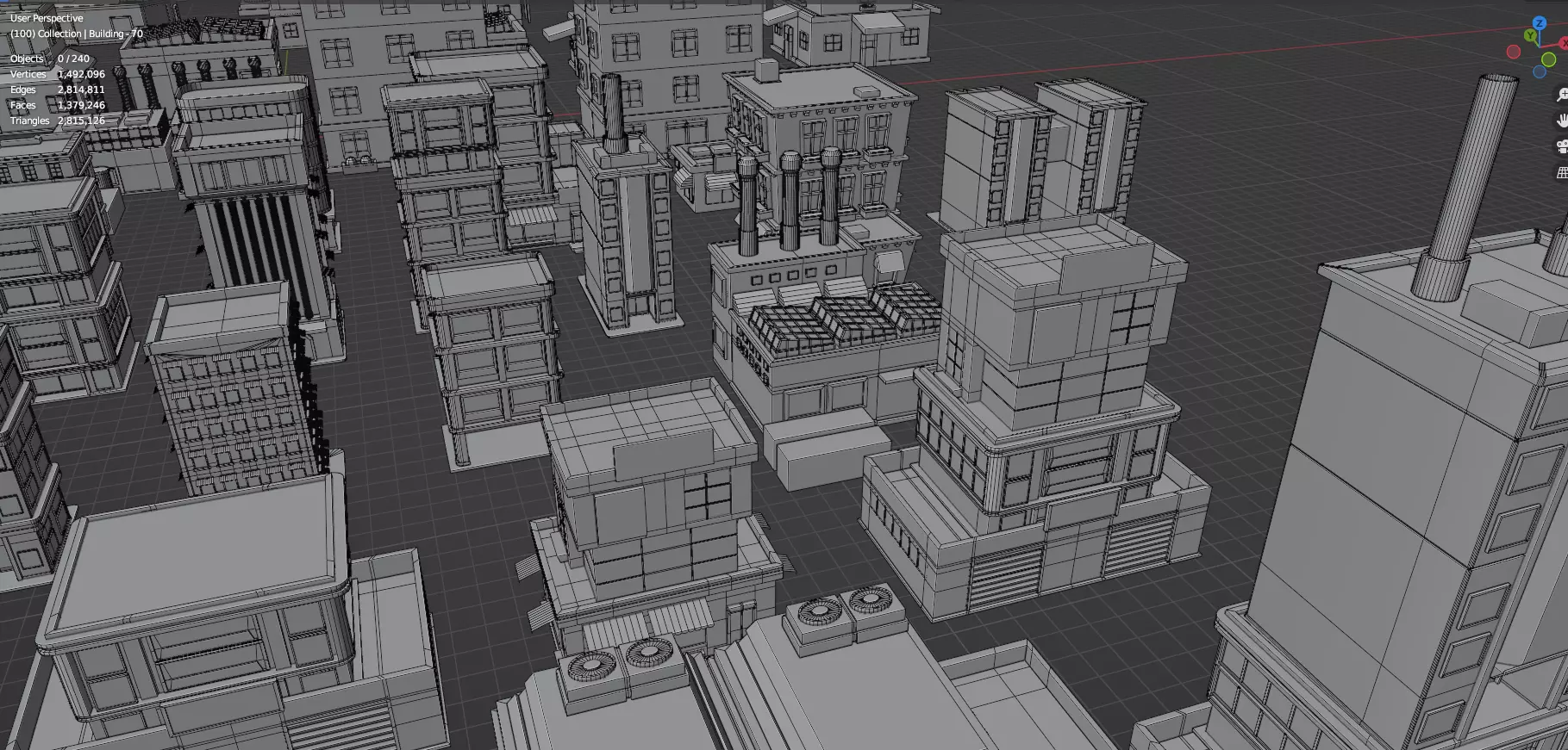 Low Poly City Buildings Pack Of 240 - Game Ready - Untextured  Low-poly 3D model_41