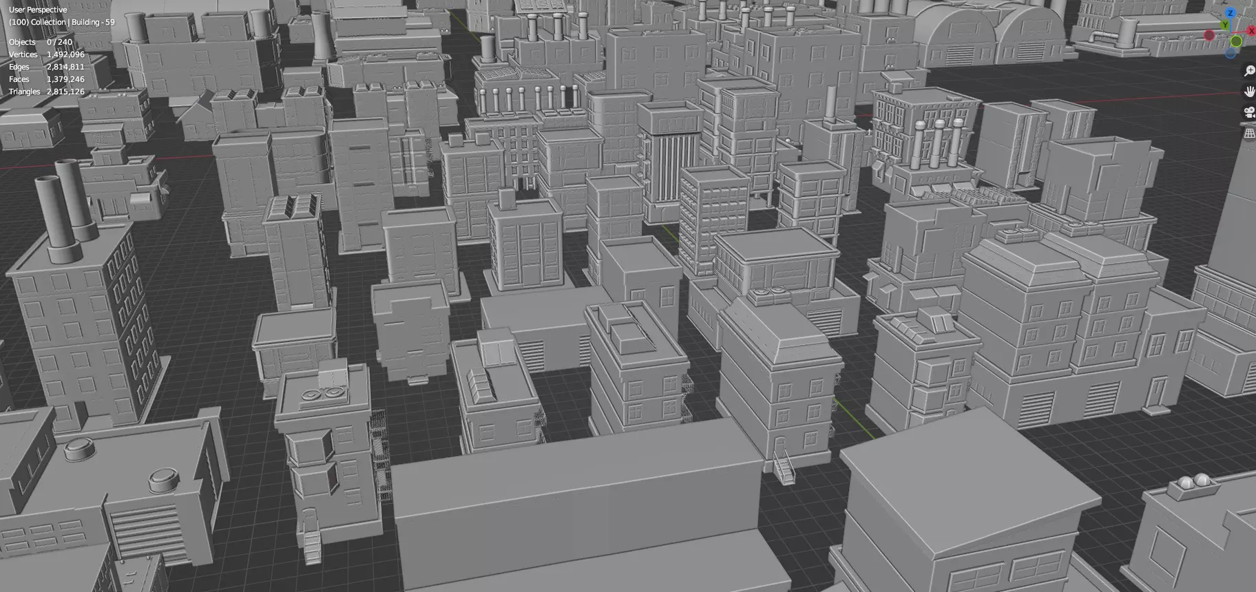 Low Poly City Buildings Pack Of 240 - Game Ready - Untextured  Low-poly 3D model_77