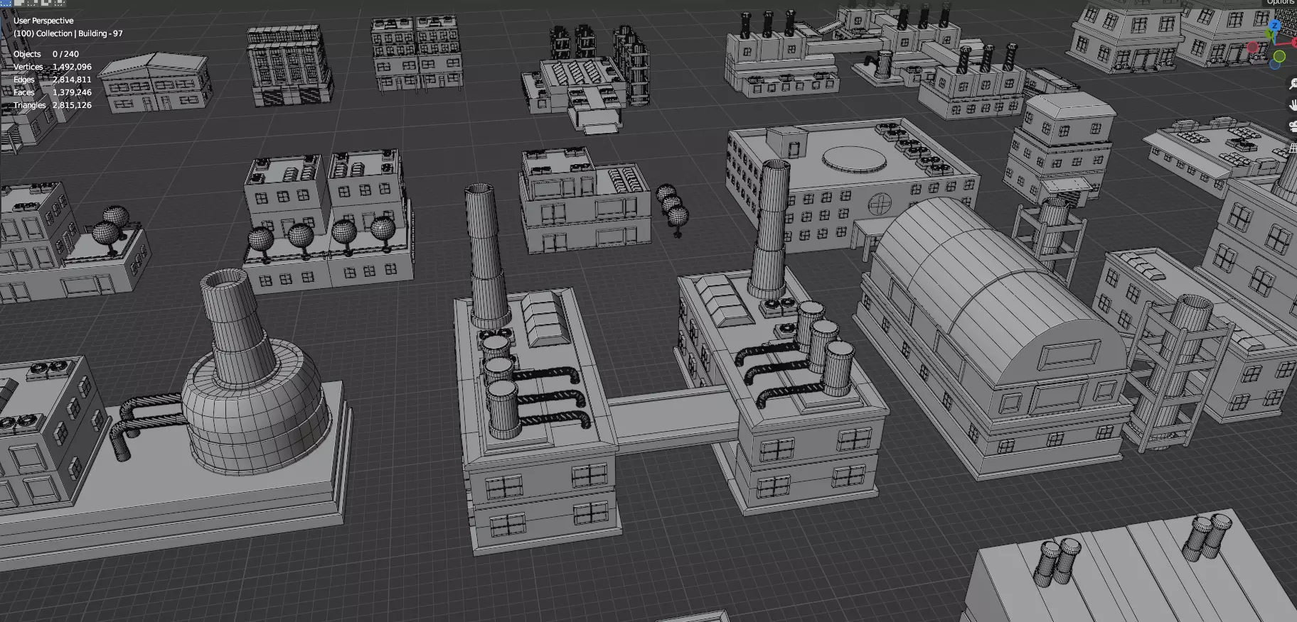 Low Poly City Buildings Pack Of 240 - Game Ready - Untextured  Low-poly 3D model_15