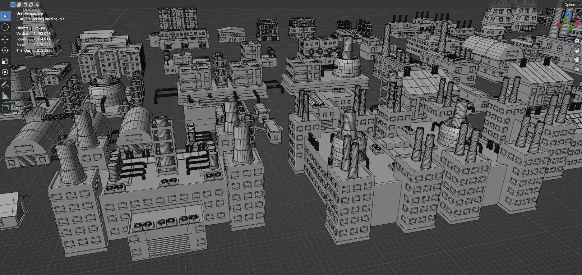 Low Poly City Buildings Pack Of 240 - Game Ready - Untextured  Low-poly 3D model_48