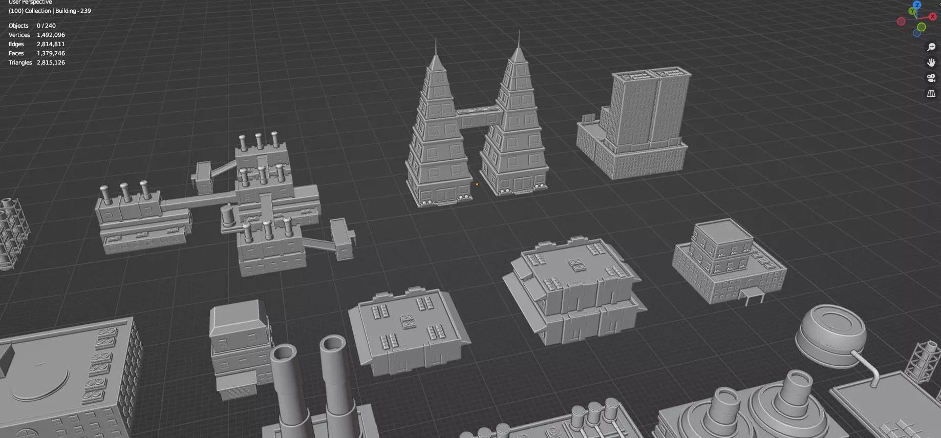 Low Poly City Buildings Pack Of 240 - Game Ready - Untextured  Low-poly 3D model_75