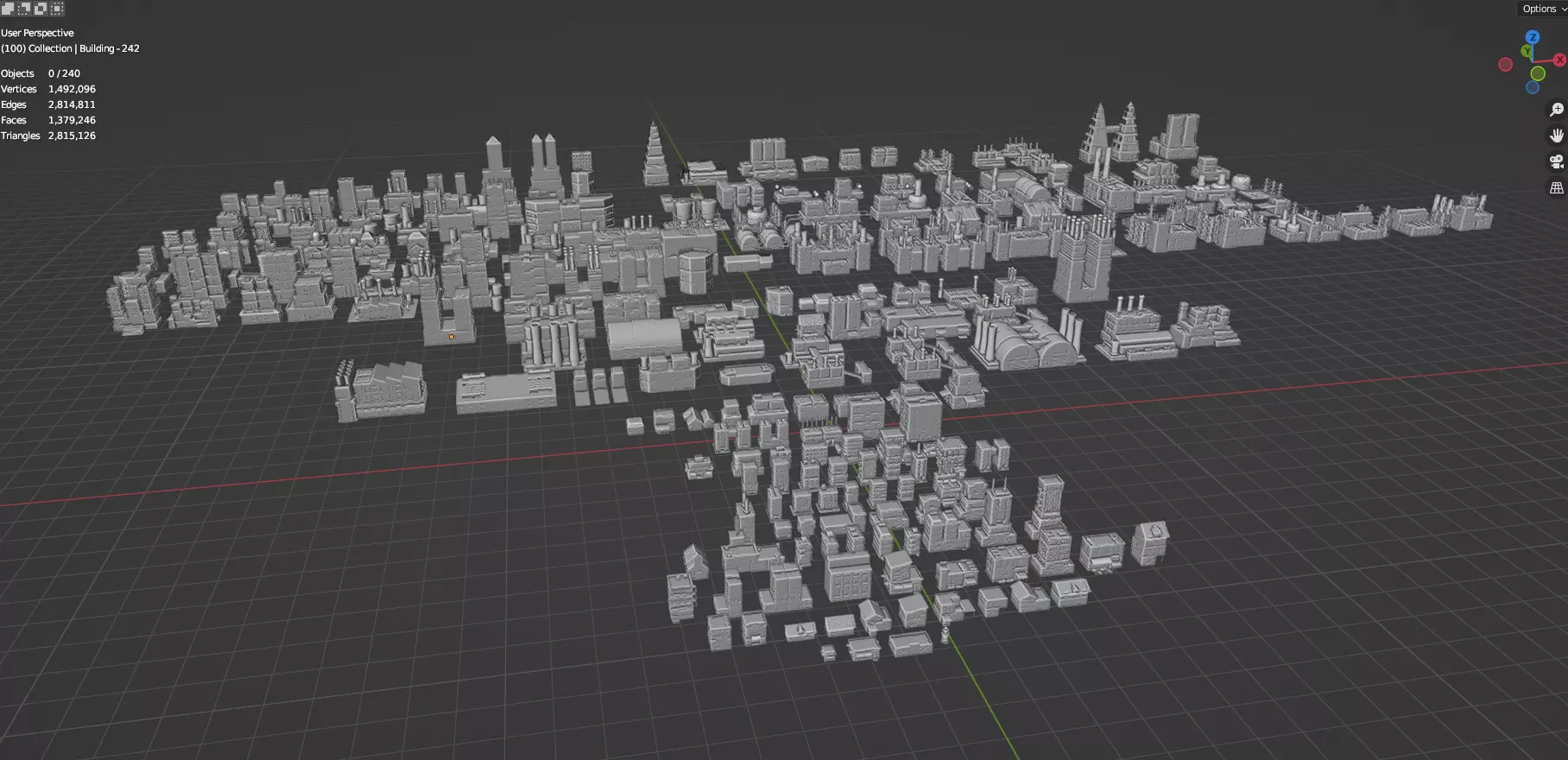 Low Poly City Buildings Pack Of 240 - Game Ready - Untextured  Low-poly 3D model_82