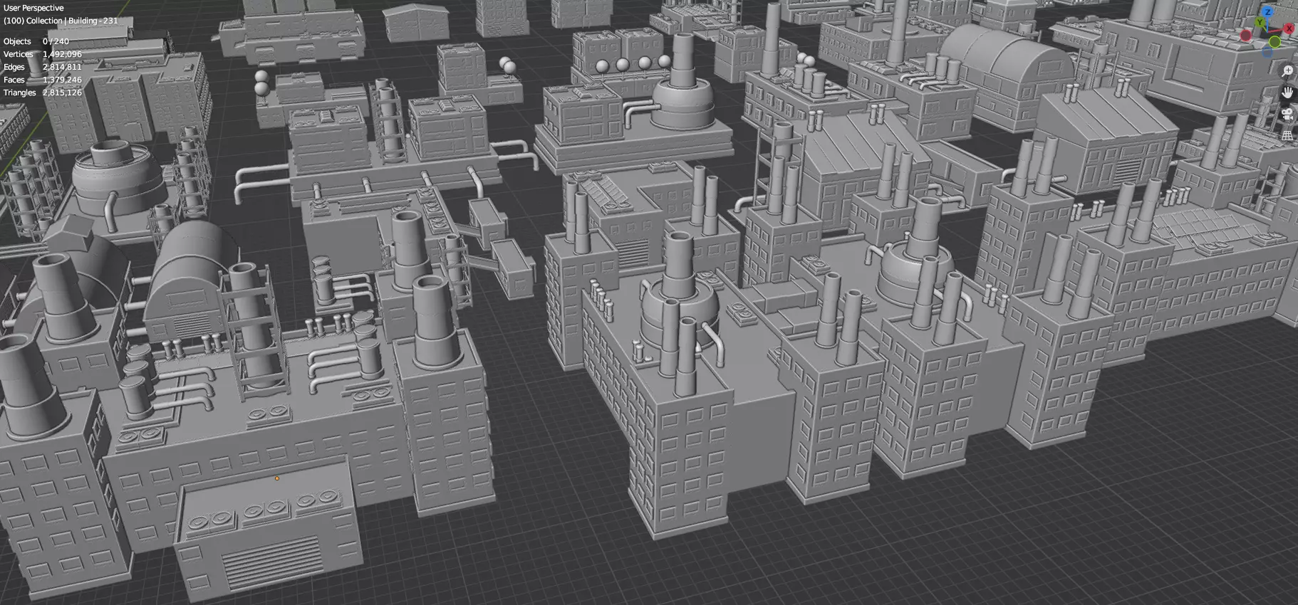 Low Poly City Buildings Pack Of 240 - Game Ready - Untextured  Low-poly 3D model_56