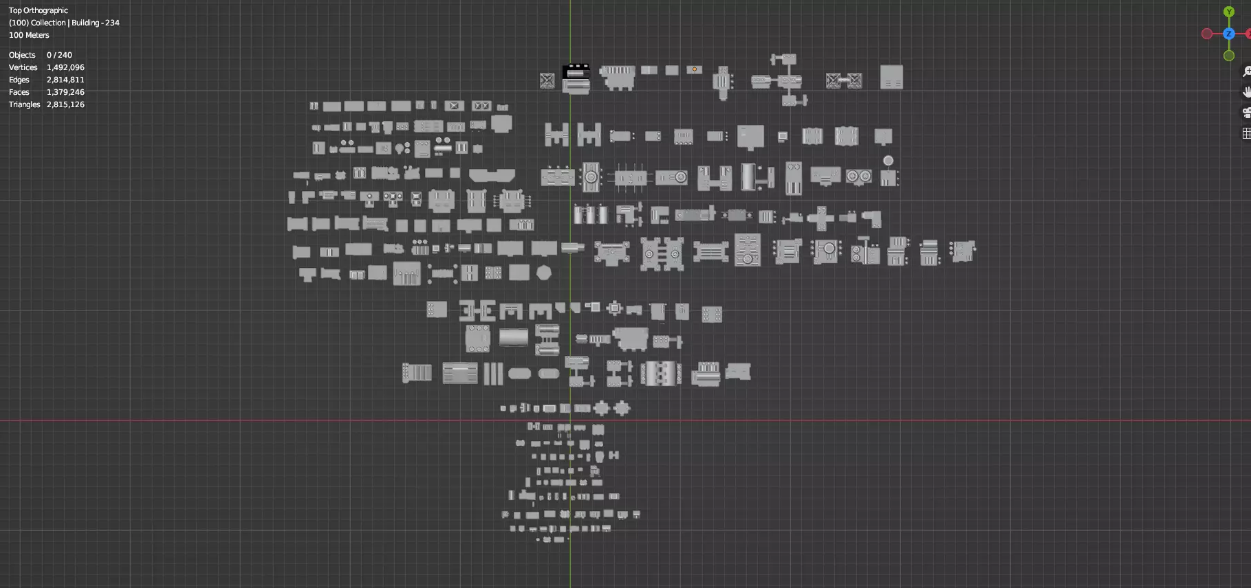 Low Poly City Buildings Pack Of 240 - Game Ready - Untextured  Low-poly 3D model_79