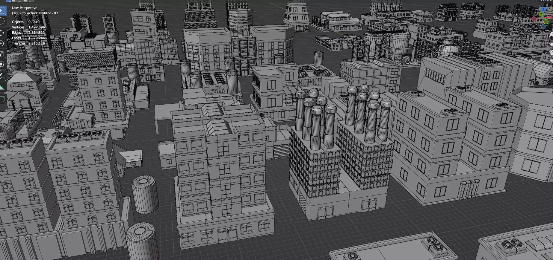 Low Poly City Buildings Pack Of 240 - Game Ready - Untextured  Low-poly 3D model_46