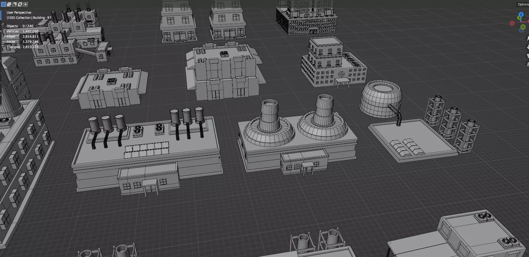 Low Poly City Buildings Pack Of 240 - Game Ready - Untextured  Low-poly 3D model_14