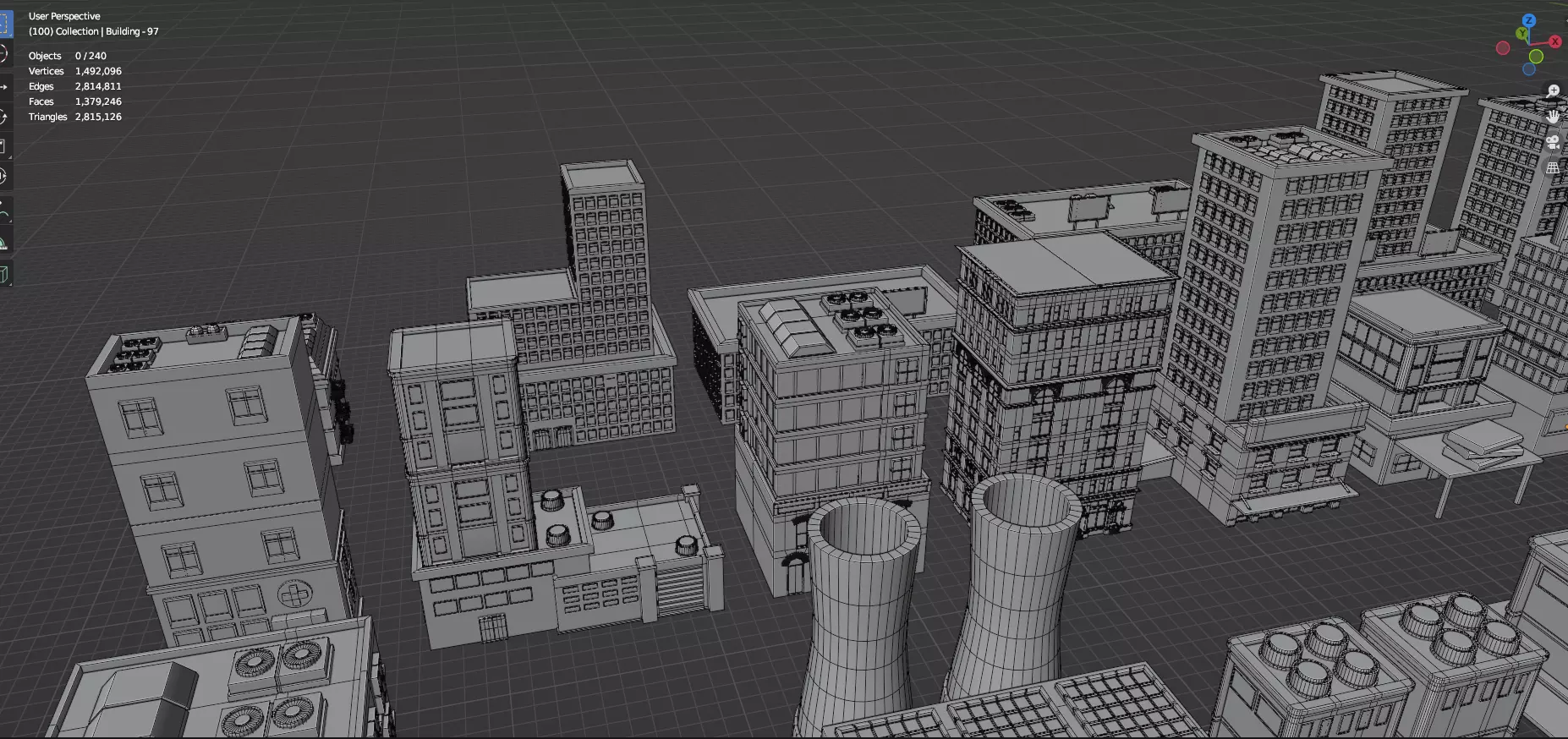 Low Poly City Buildings Pack Of 240 - Game Ready - Untextured  Low-poly 3D model_22
