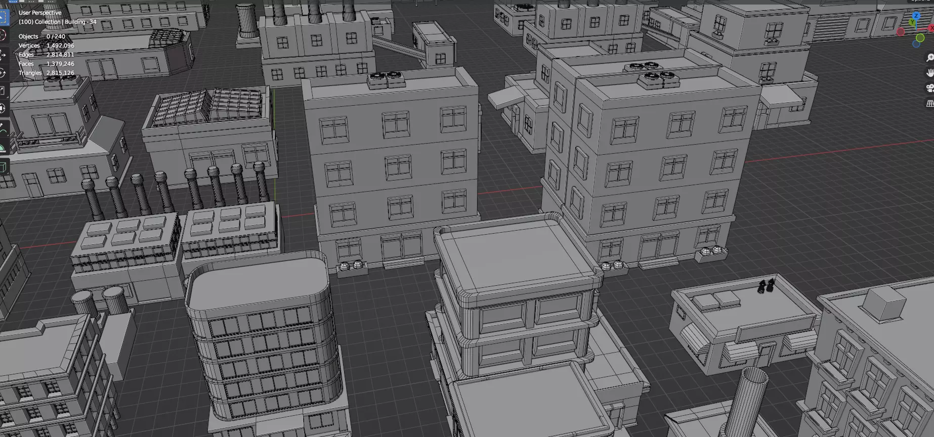 Low Poly City Buildings Pack Of 240 - Game Ready - Untextured  Low-poly 3D model_37