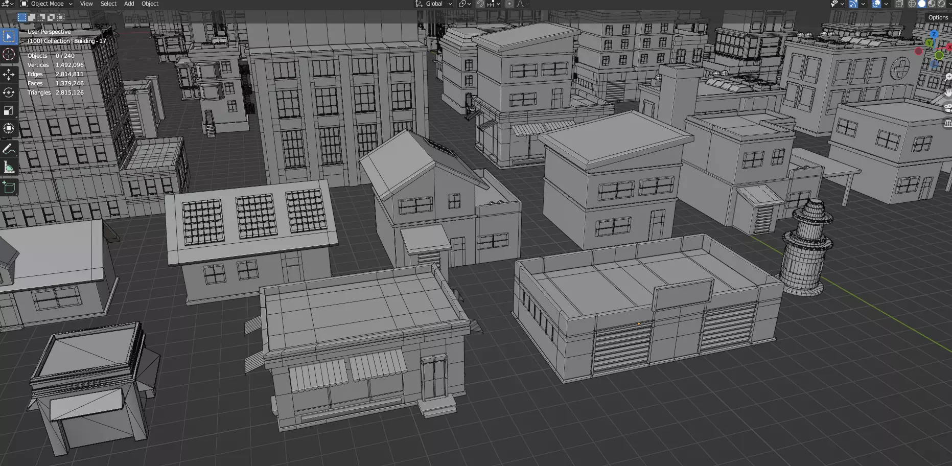 Low Poly City Buildings Pack Of 240 - Game Ready - Untextured  Low-poly 3D model_13