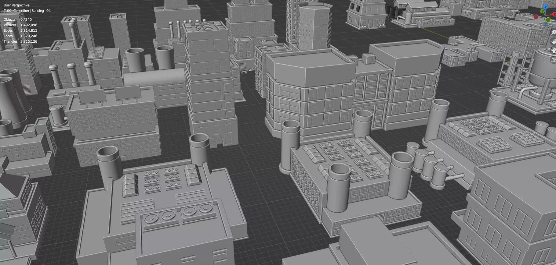 Low Poly City Buildings Pack Of 240 - Game Ready - Untextured  Low-poly 3D model_65