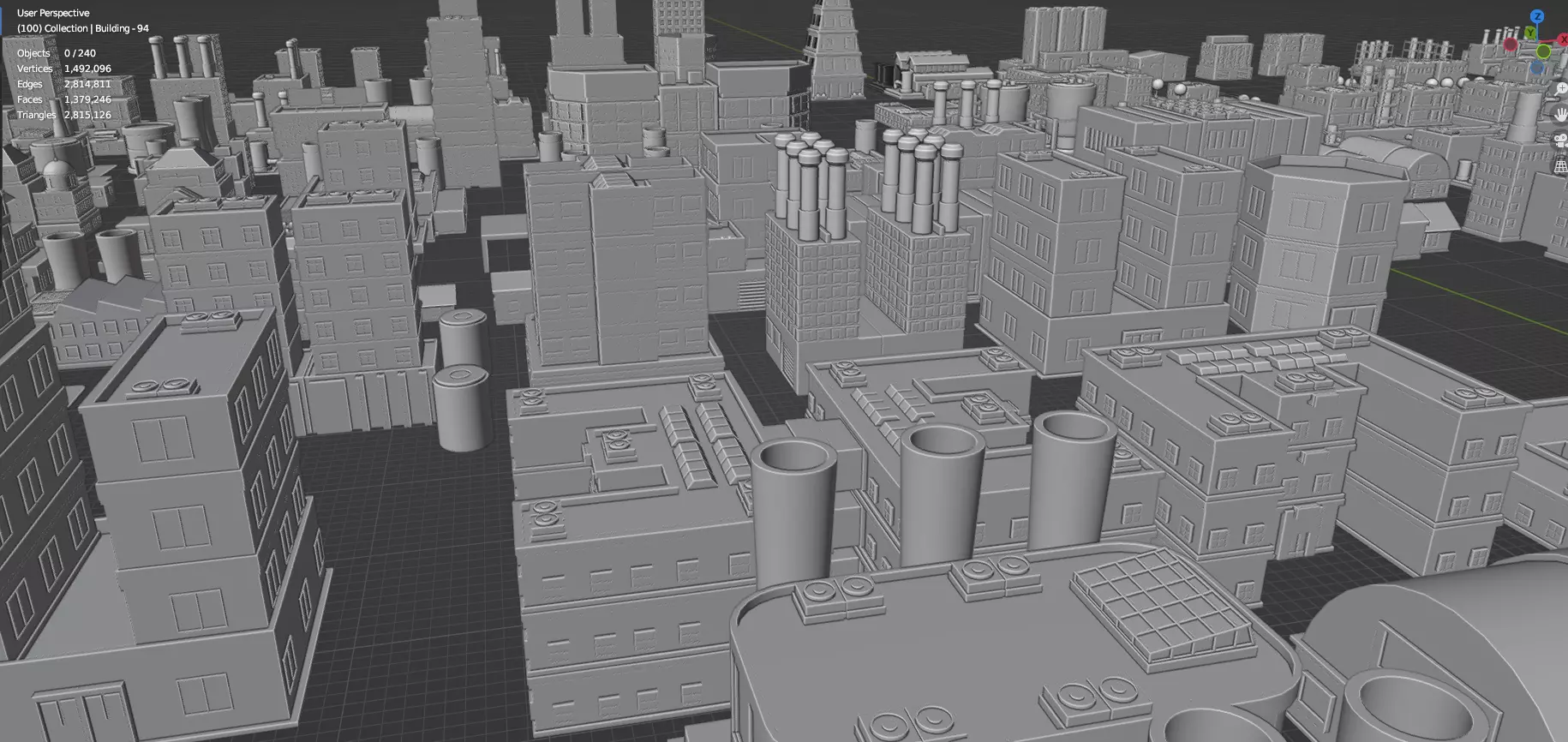 Low Poly City Buildings Pack Of 240 - Game Ready - Untextured  Low-poly 3D model_63