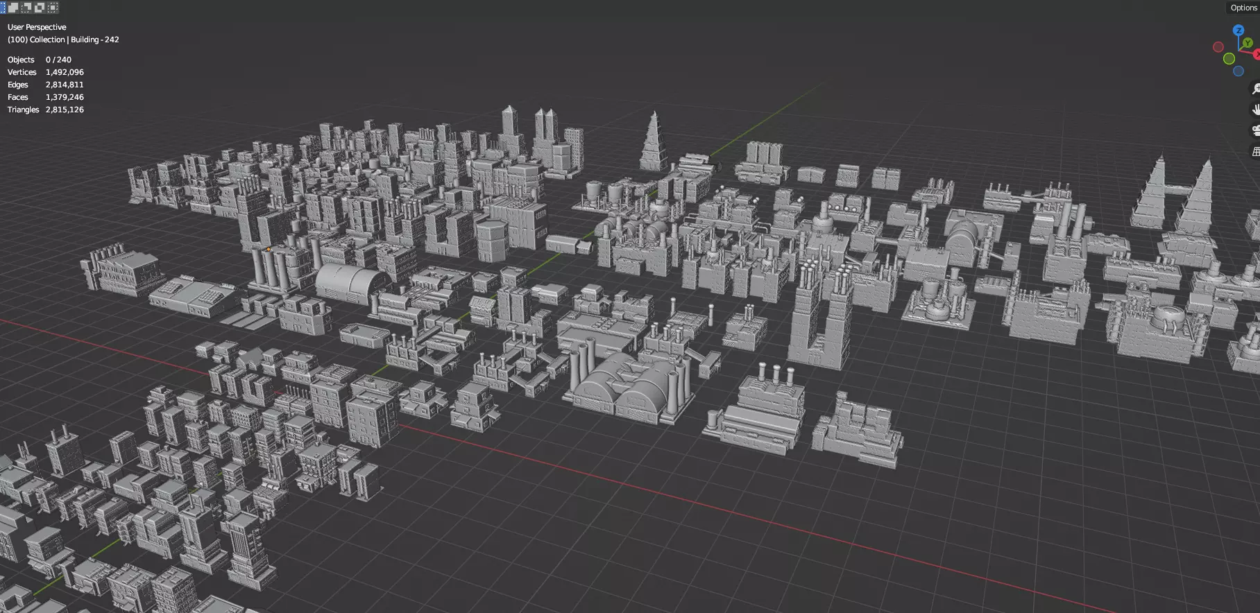 Low Poly City Buildings Pack Of 240 - Game Ready - Untextured  Low-poly 3D model_81