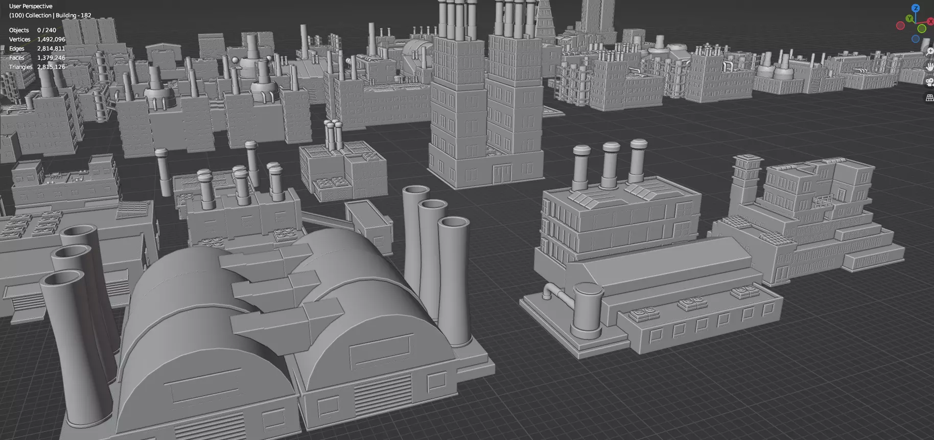 Low Poly City Buildings Pack Of 240 - Game Ready - Untextured  Low-poly 3D model_61