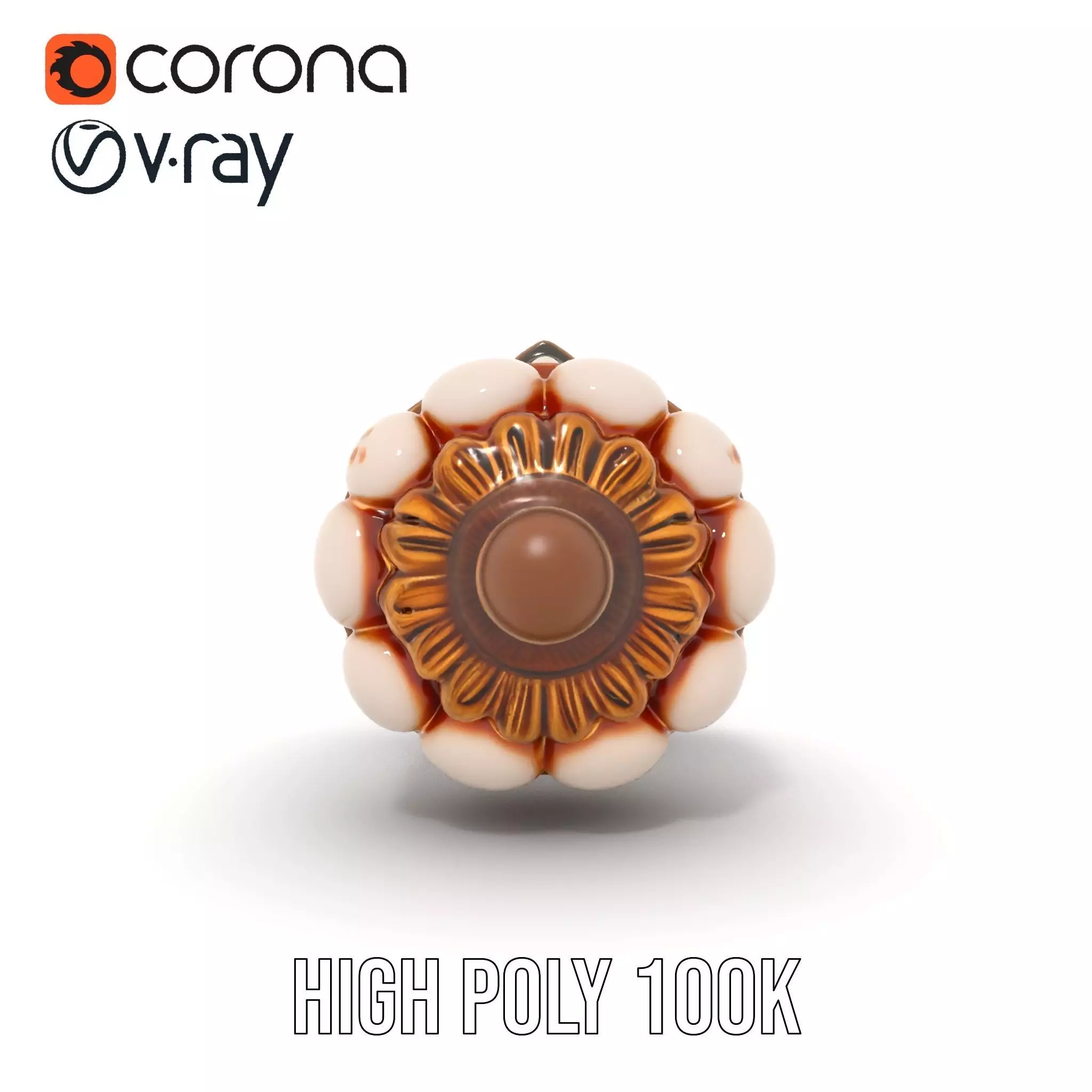 Ornate Gold Door Knob model pack Low-poly 3D model_24