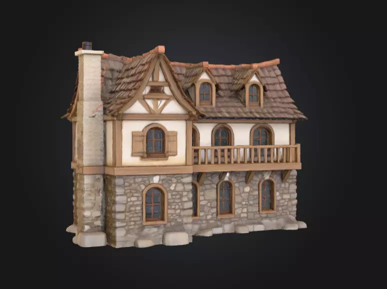 Cozy Cottage Low-poly 3D model_7