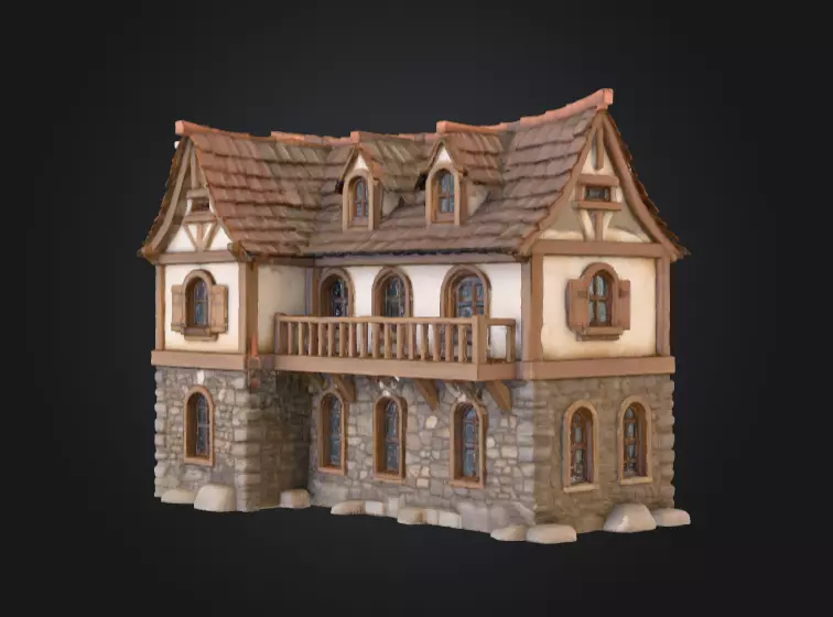 Cozy Cottage Low-poly 3D model_1