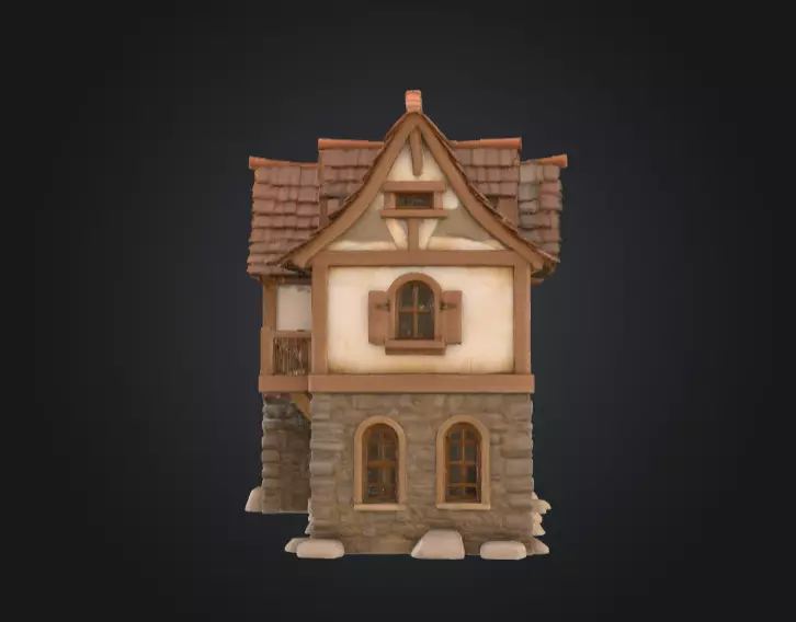 Cozy Cottage Low-poly 3D model_2