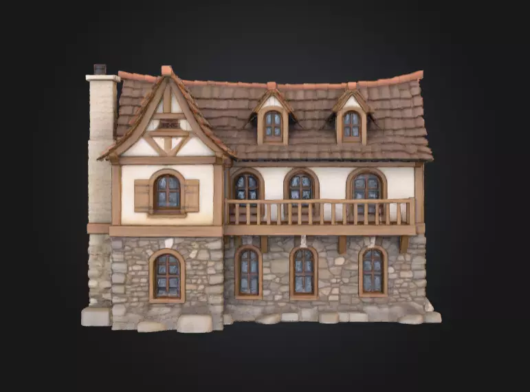 Cozy Cottage Low-poly 3D model_0