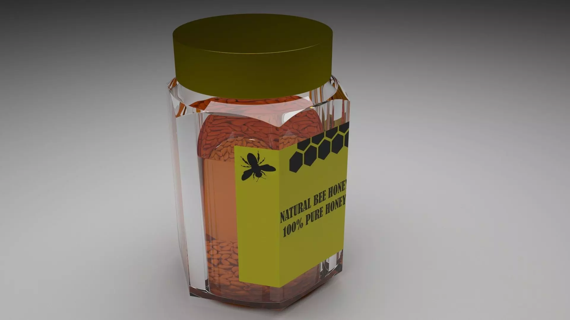Jar of Honey With Sunflower Seeds 3D model