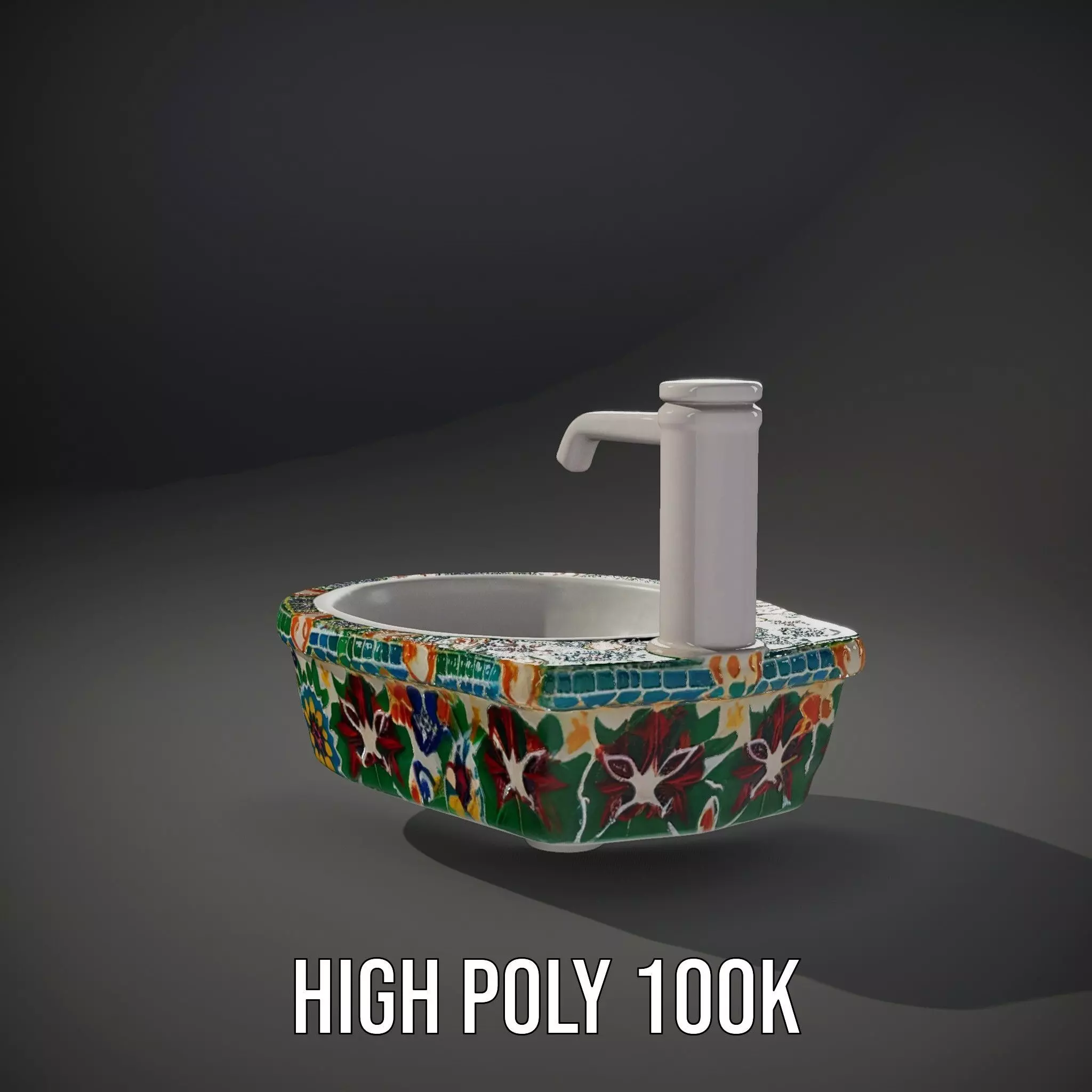 Colorful Mosaic Basin model pack Low-poly 3D model_10