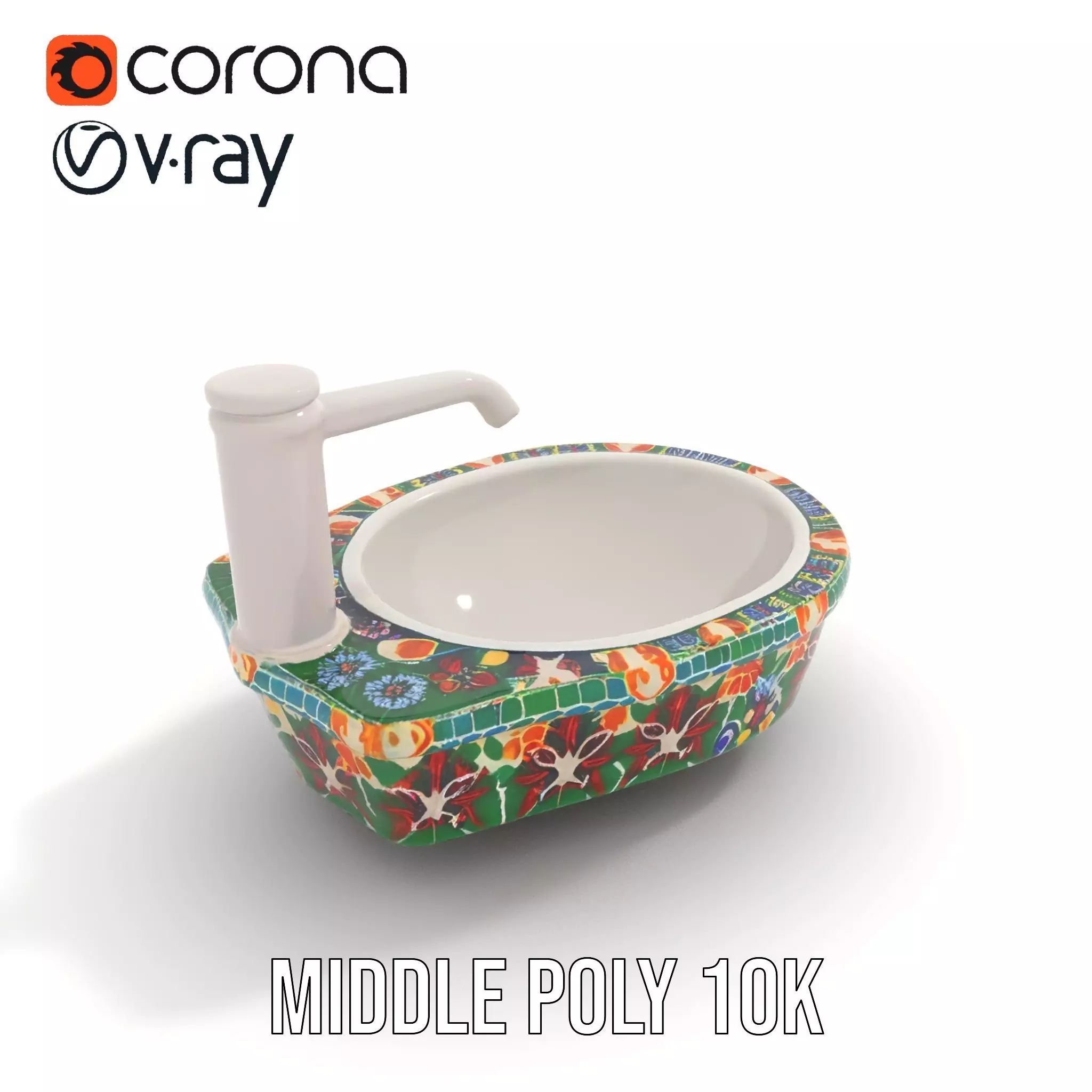 Colorful Mosaic Basin model pack Low-poly 3D model_13