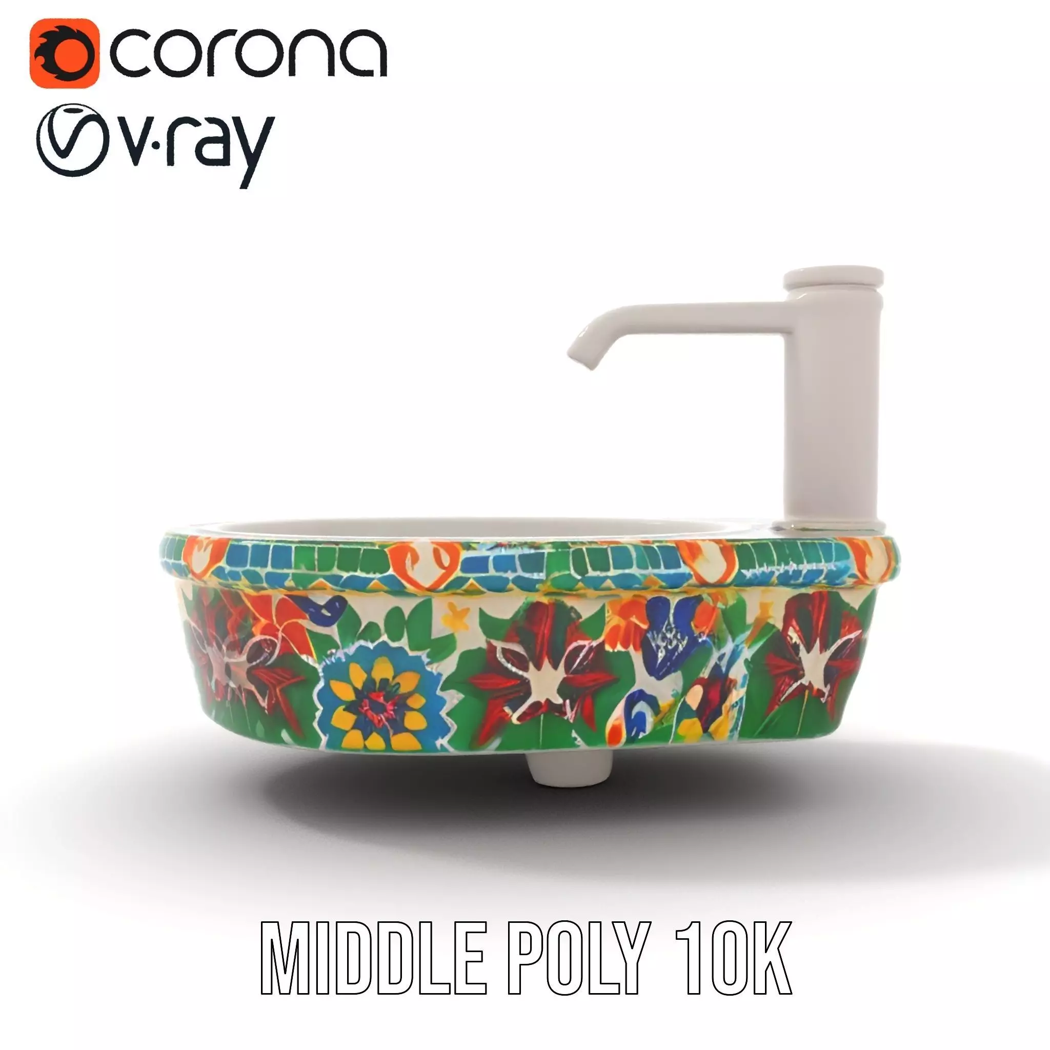 Colorful Mosaic Basin model pack Low-poly 3D model_16