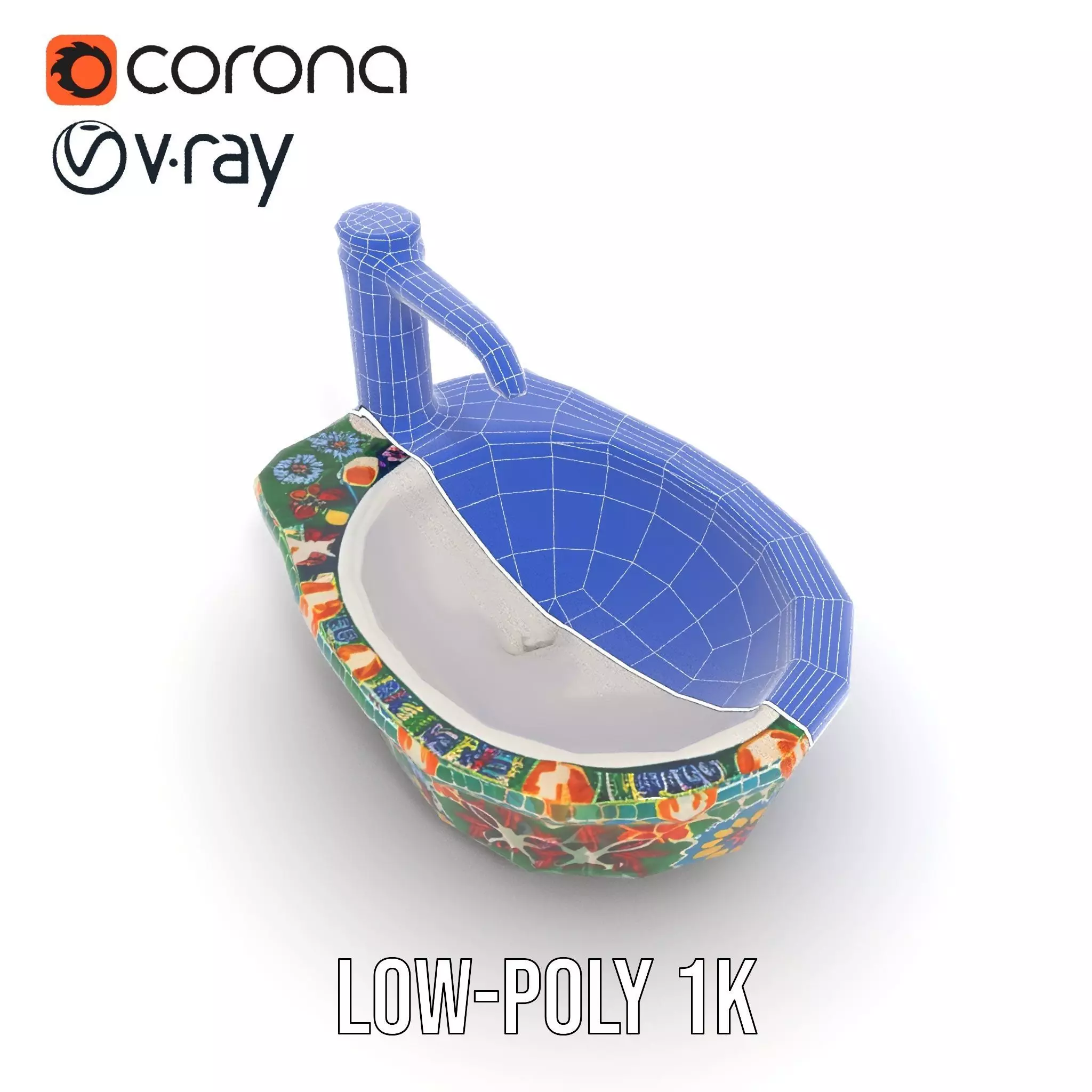 Colorful Mosaic Basin model pack Low-poly 3D model_14