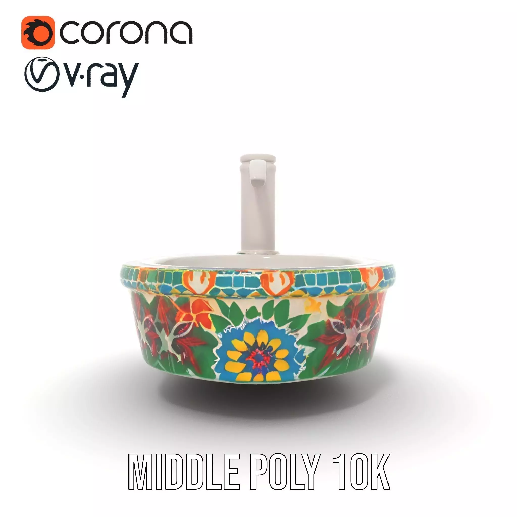 Colorful Mosaic Basin model pack Low-poly 3D model_5