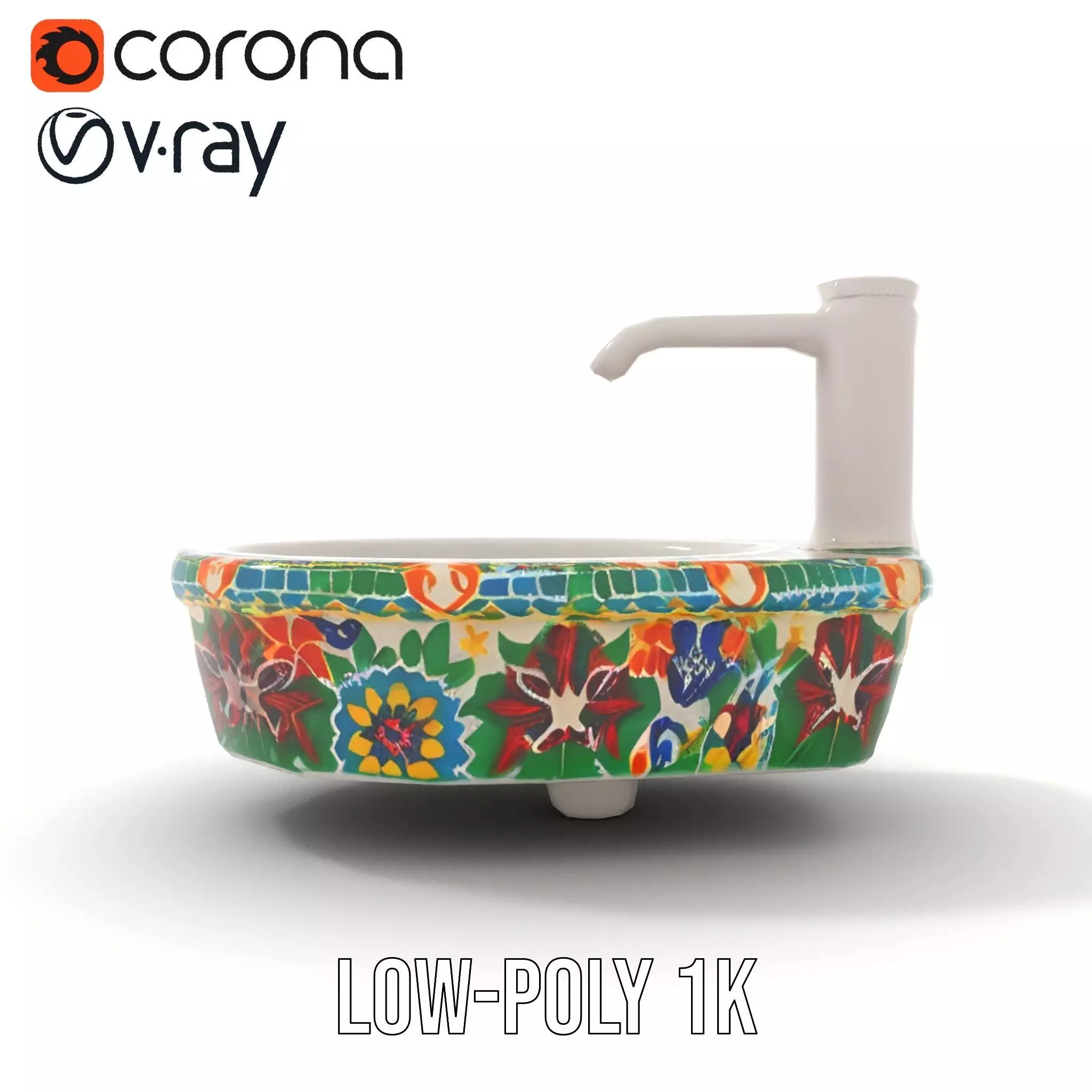 Colorful Mosaic Basin model pack Low-poly 3D model_17