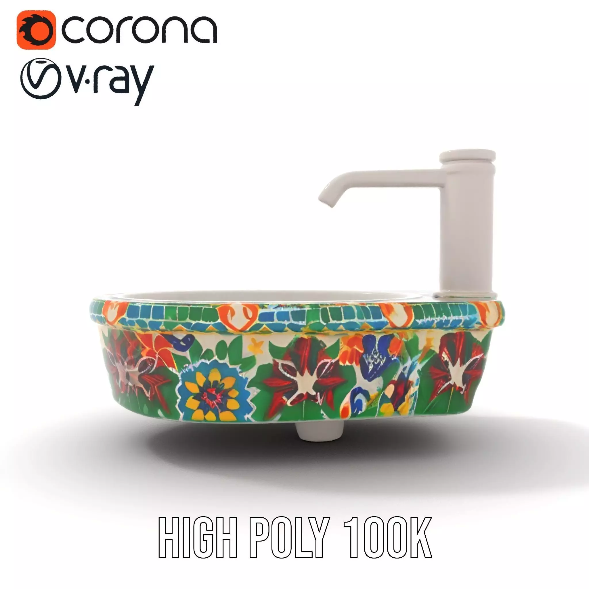 Colorful Mosaic Basin model pack Low-poly 3D model_21