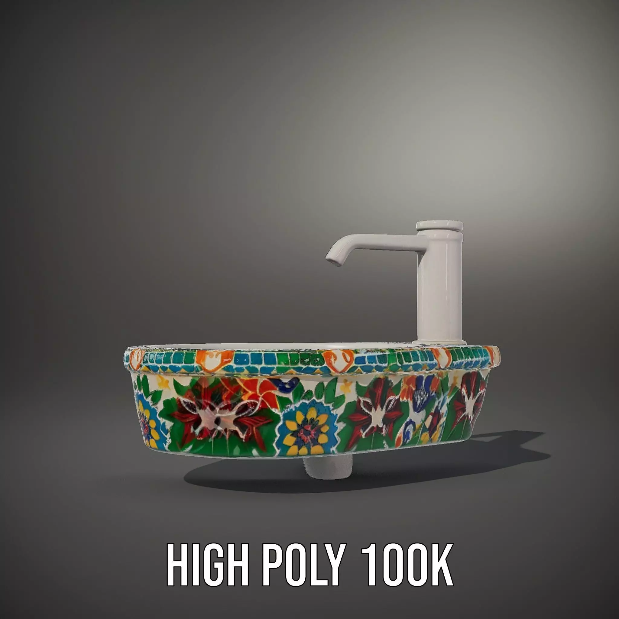 Colorful Mosaic Basin model pack Low-poly 3D model_8
