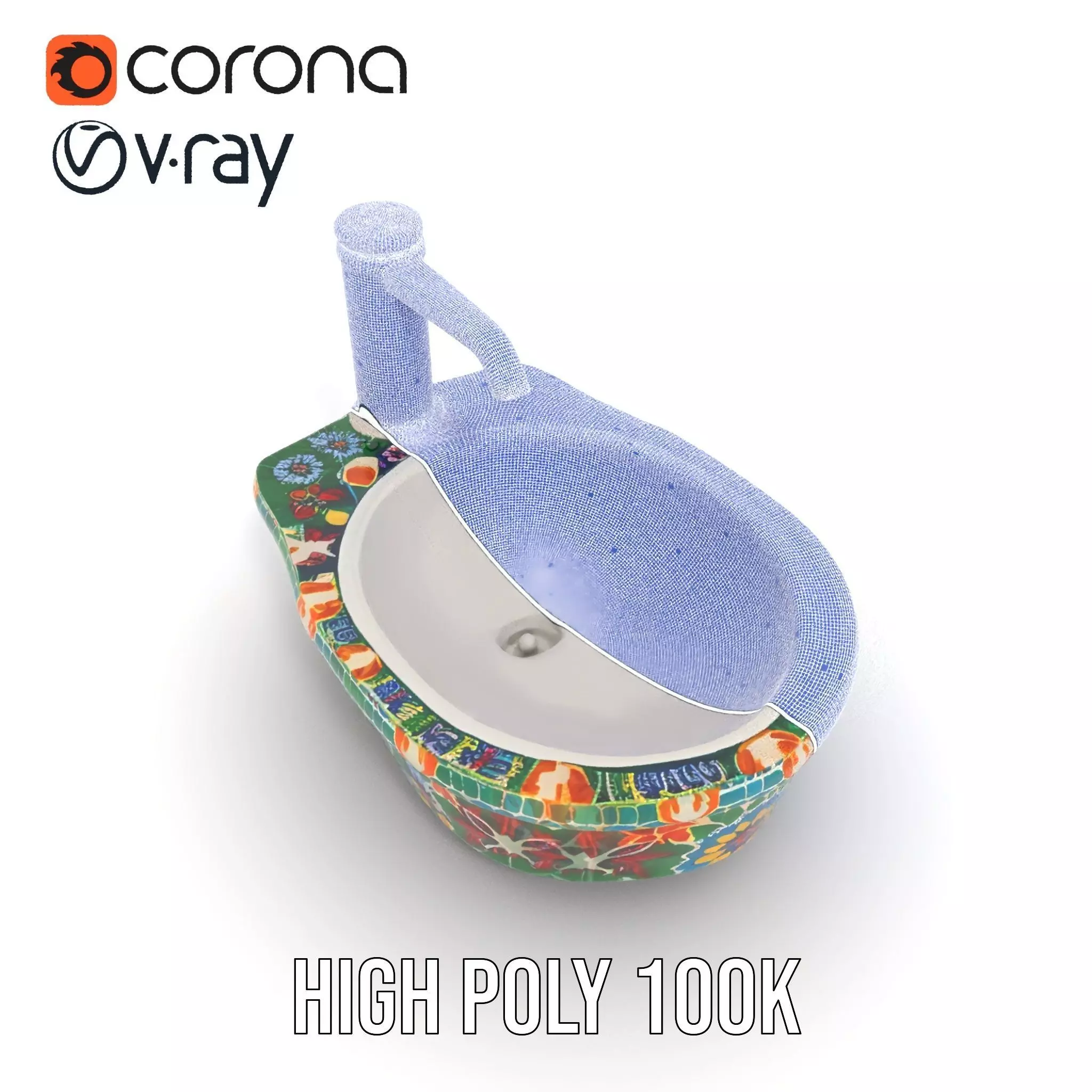 Colorful Mosaic Basin model pack Low-poly 3D model_33