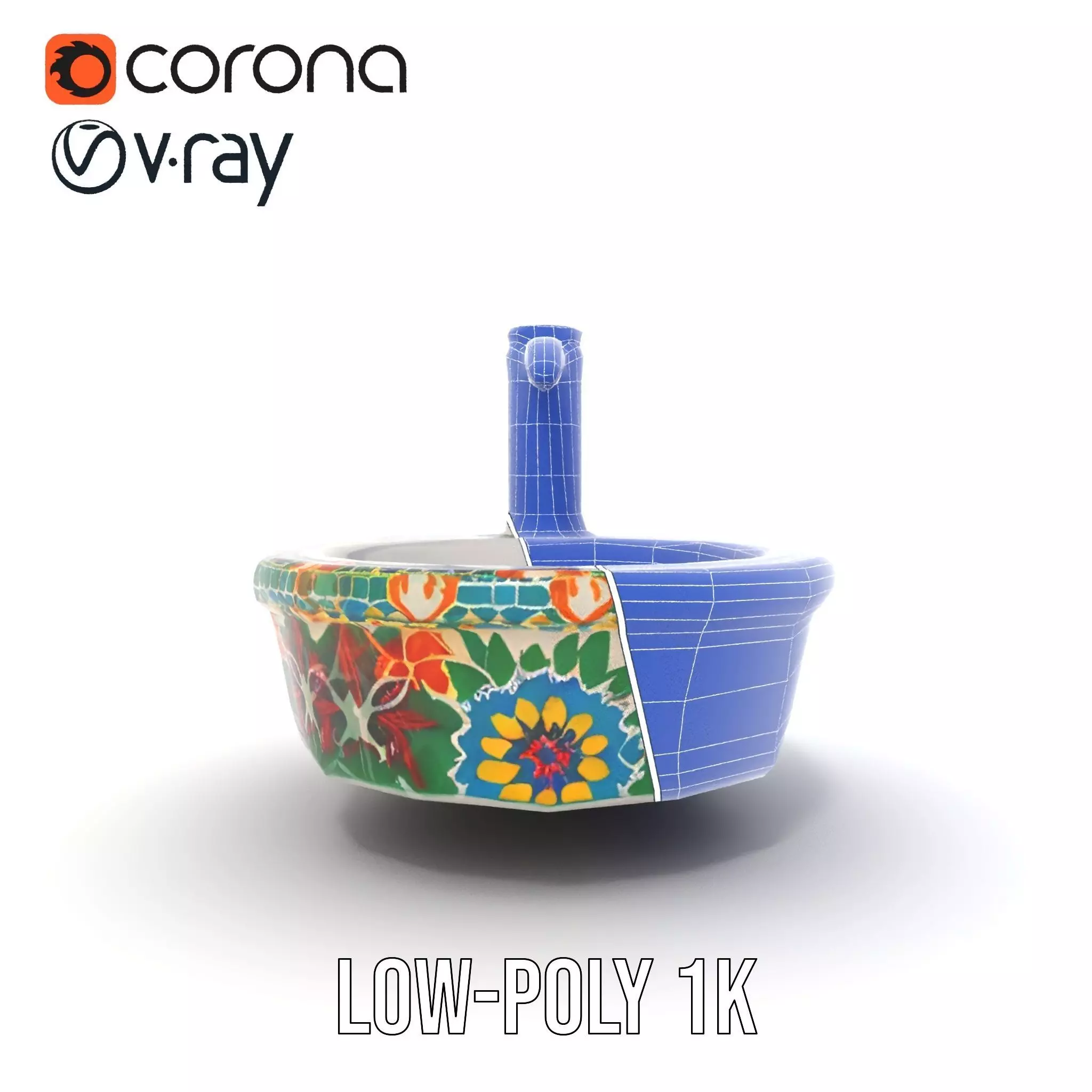 Colorful Mosaic Basin model pack Low-poly 3D model_30