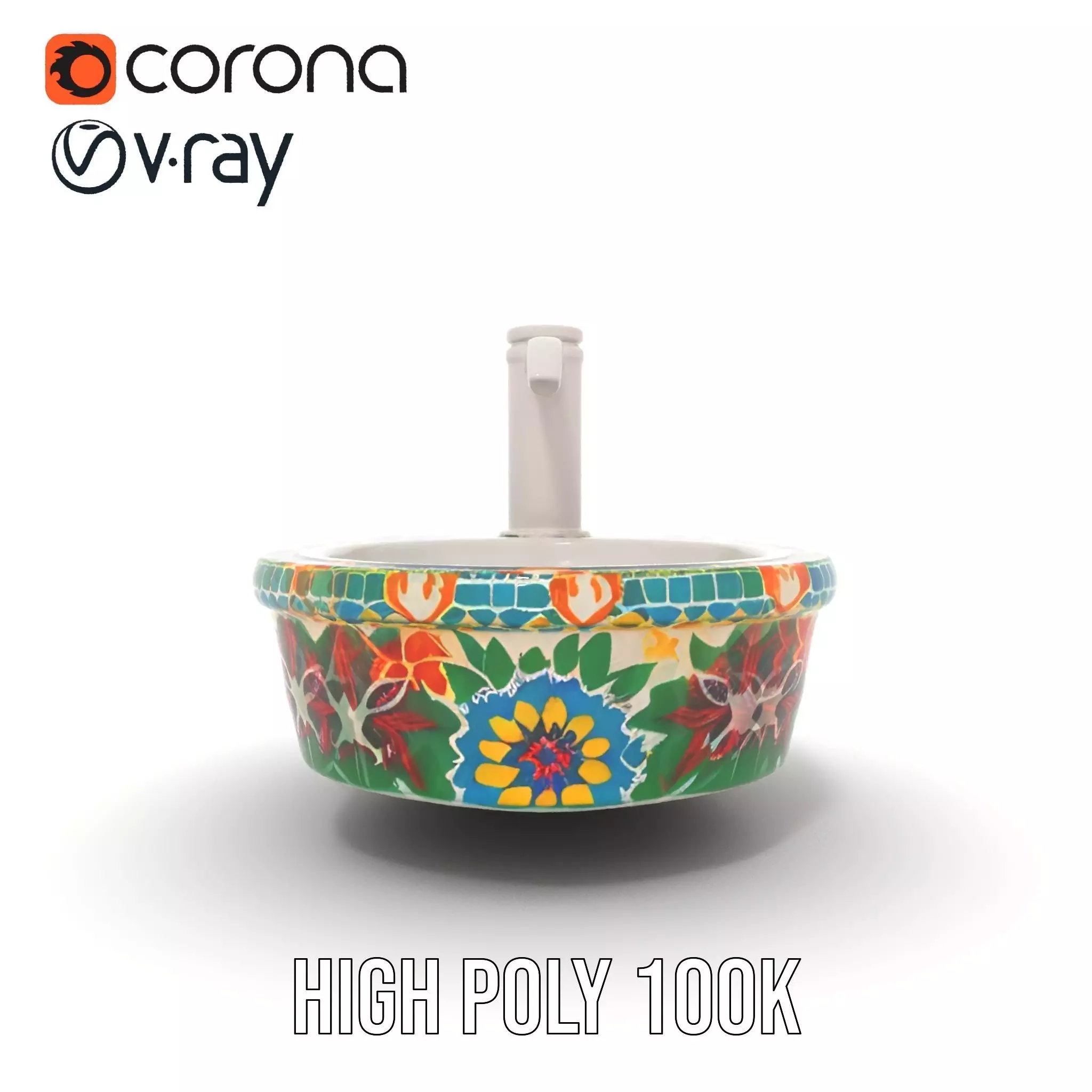 Colorful Mosaic Basin model pack Low-poly 3D model_24
