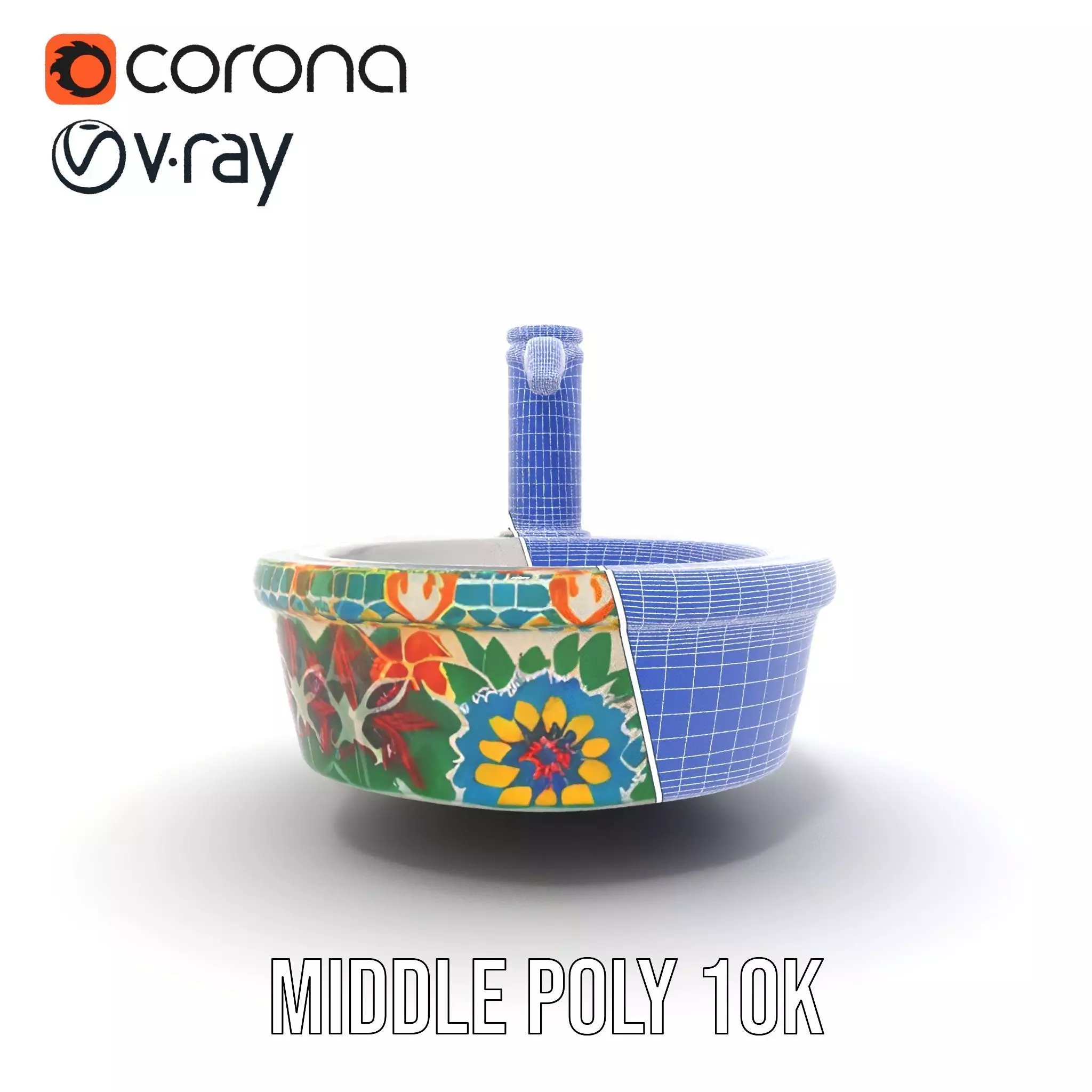 Colorful Mosaic Basin model pack Low-poly 3D model_22