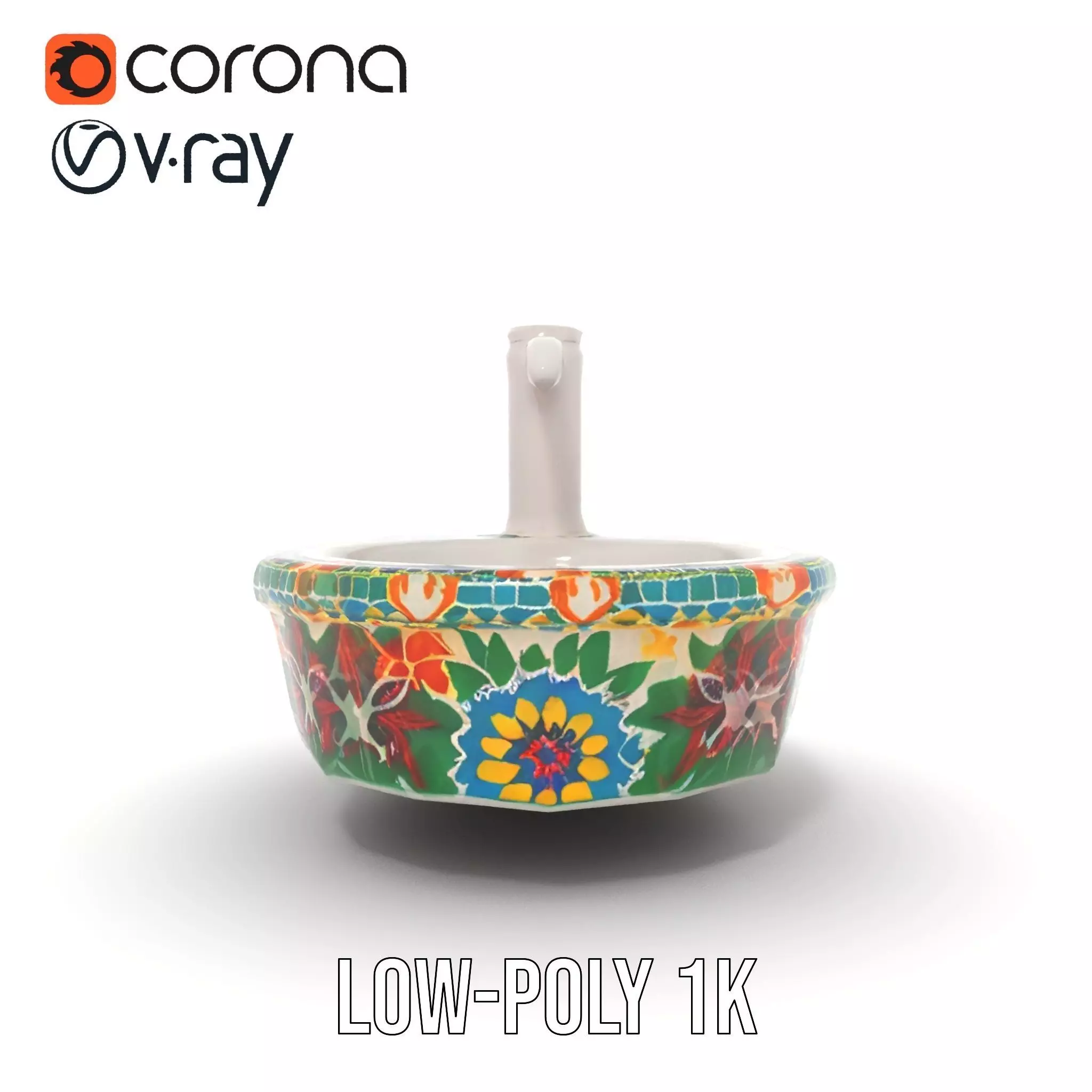 Colorful Mosaic Basin model pack Low-poly 3D model_20