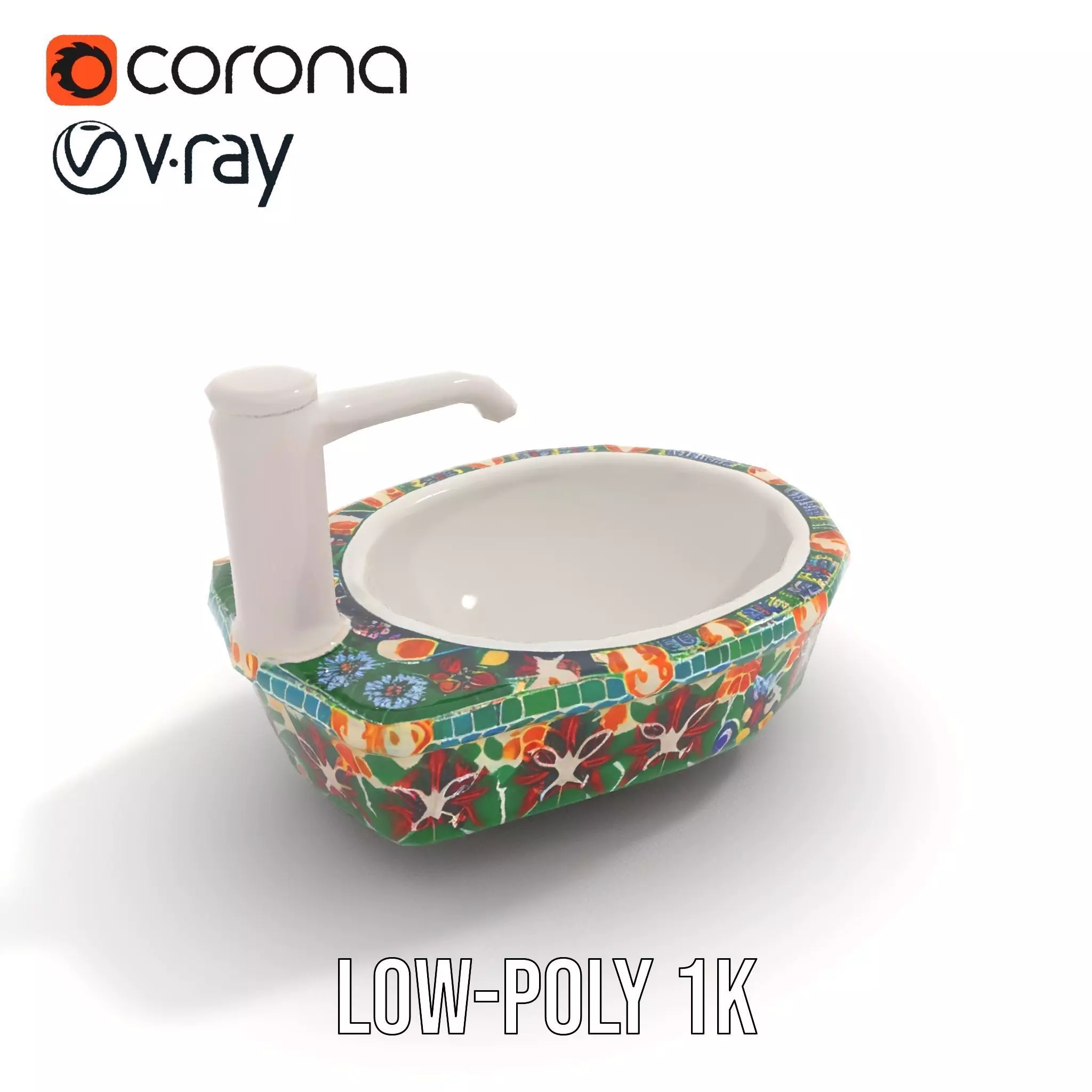 Colorful Mosaic Basin model pack Low-poly 3D model_12