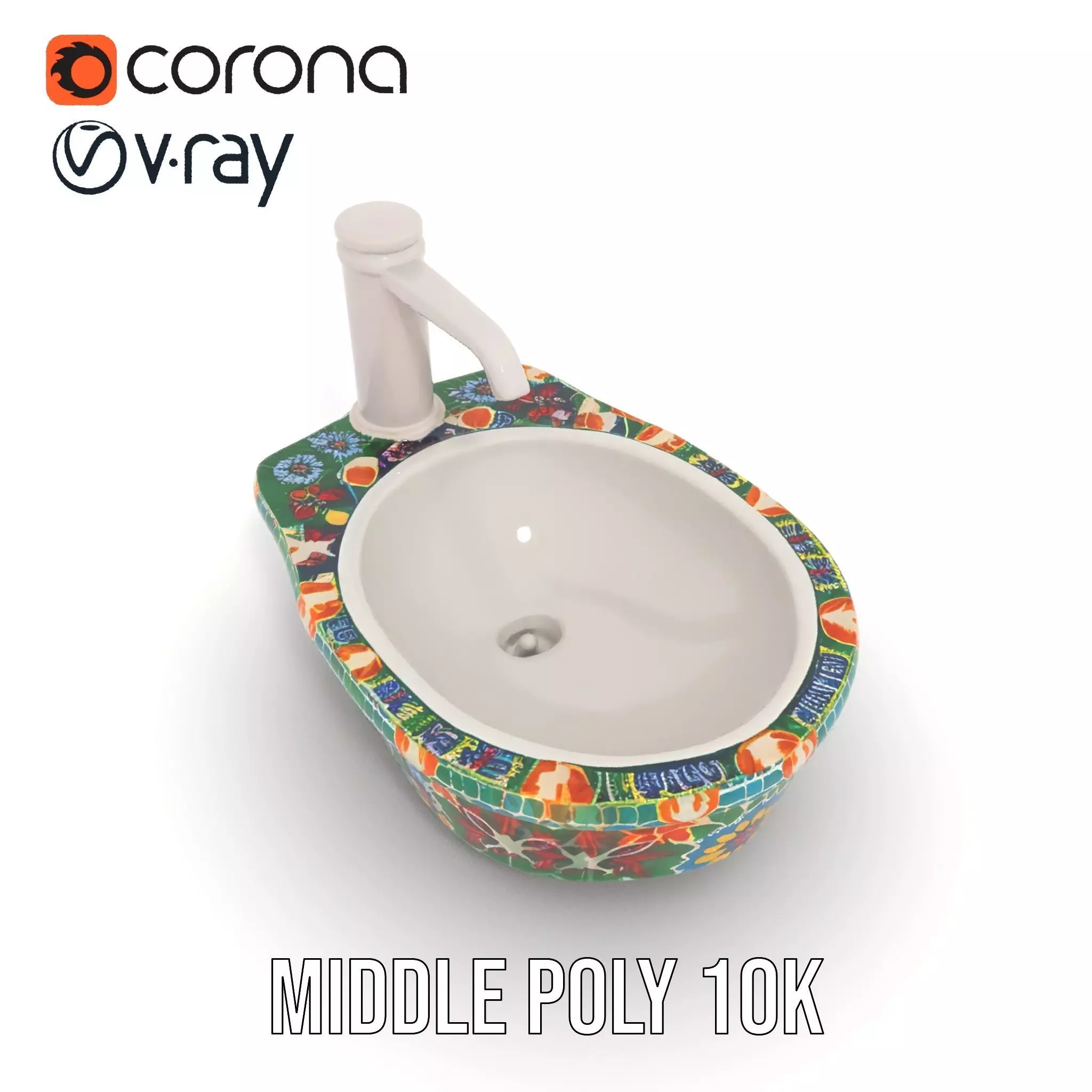 Colorful Mosaic Basin model pack Low-poly 3D model_6