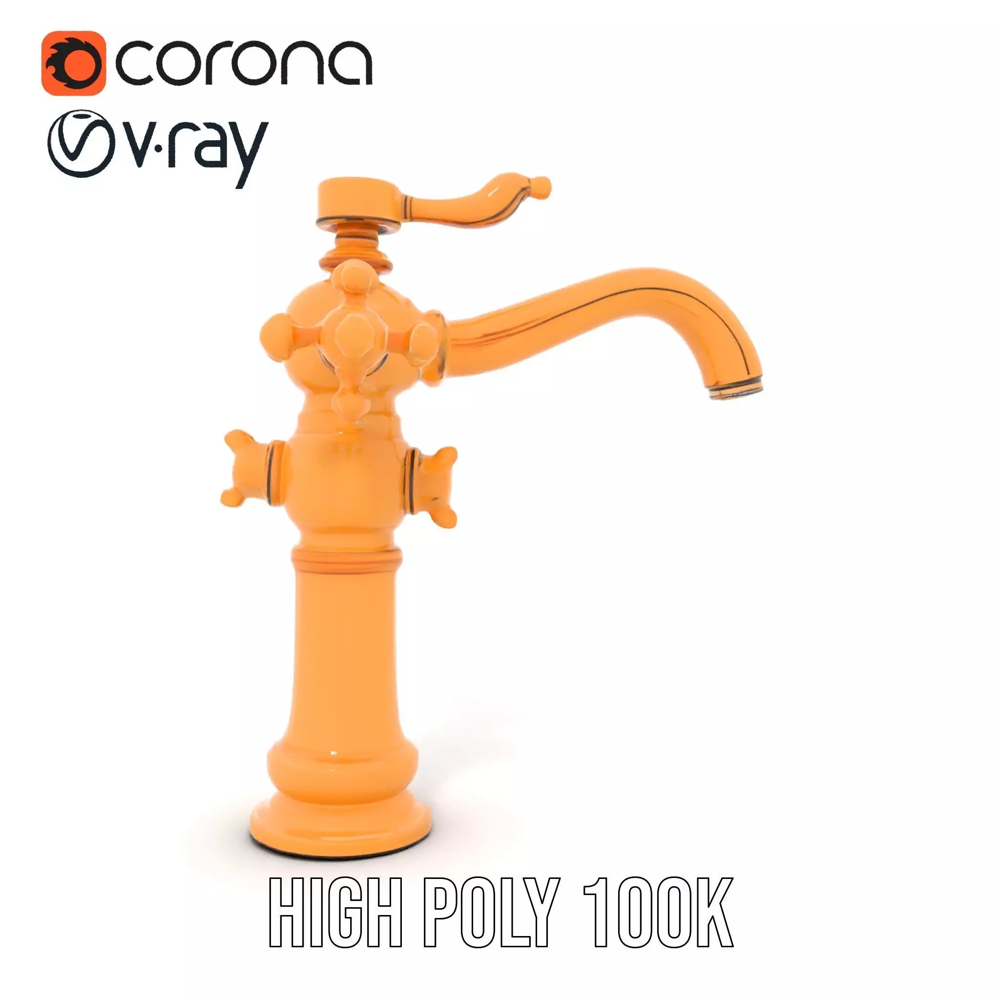 Antique Brass Faucet model pack Low-poly 3D model_20