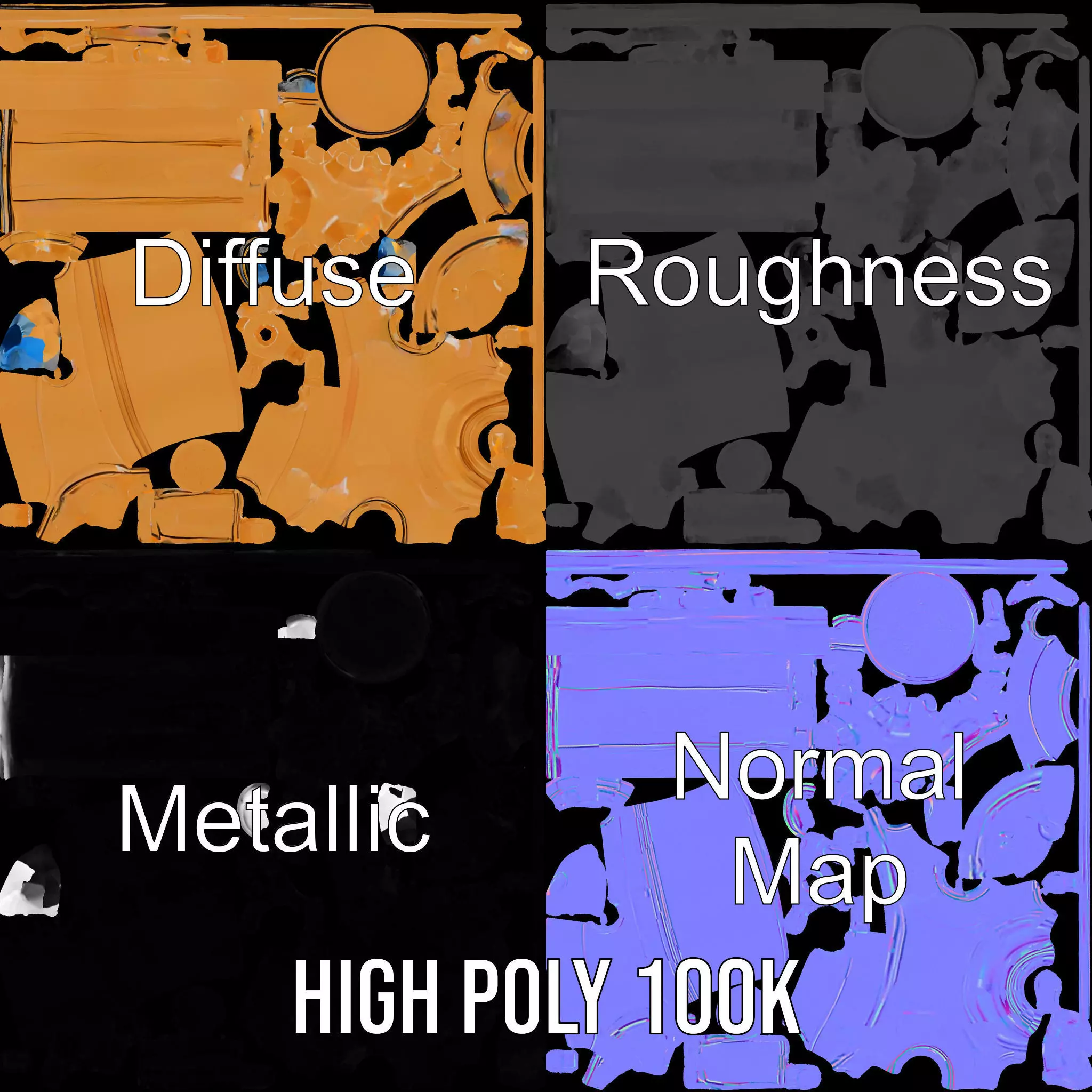 Antique Brass Faucet model pack Low-poly 3D model_3