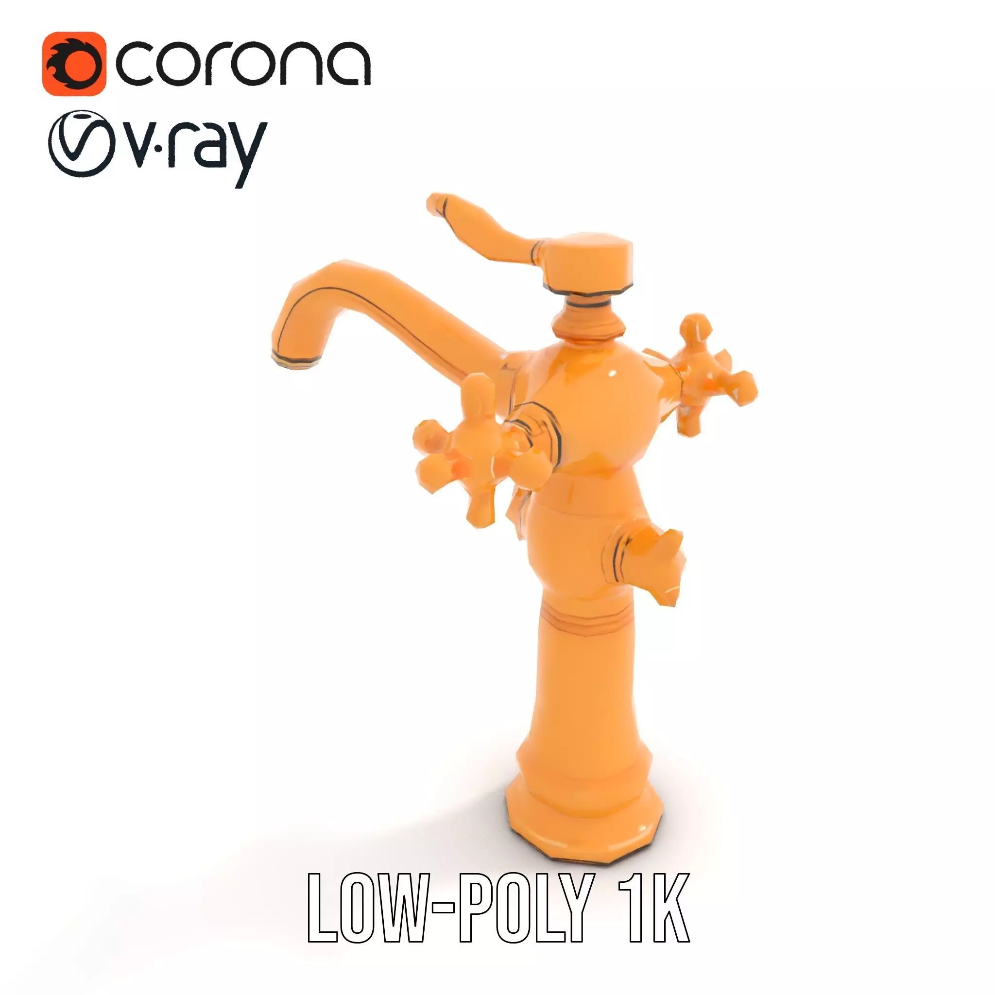 Antique Brass Faucet model pack Low-poly 3D model_16