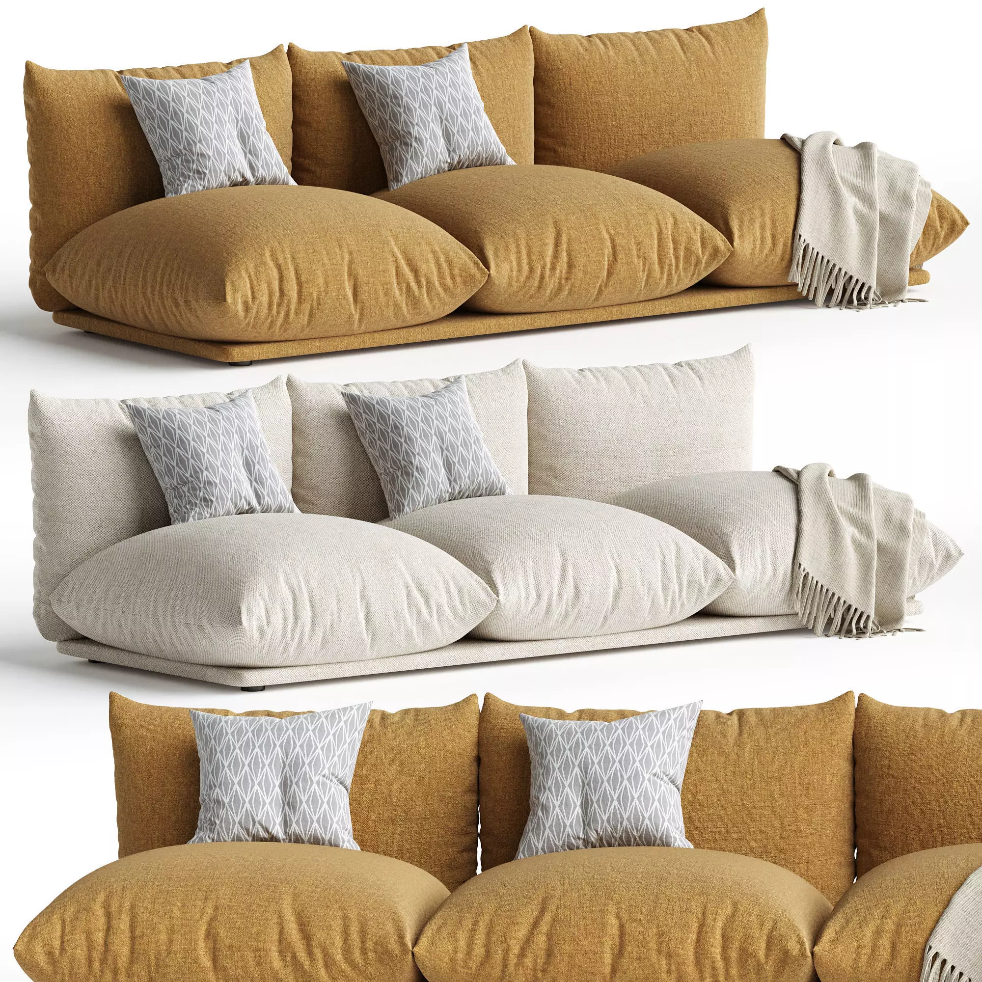 MARENCO 3 seater sofa By arflex Low-poly 3D model_0