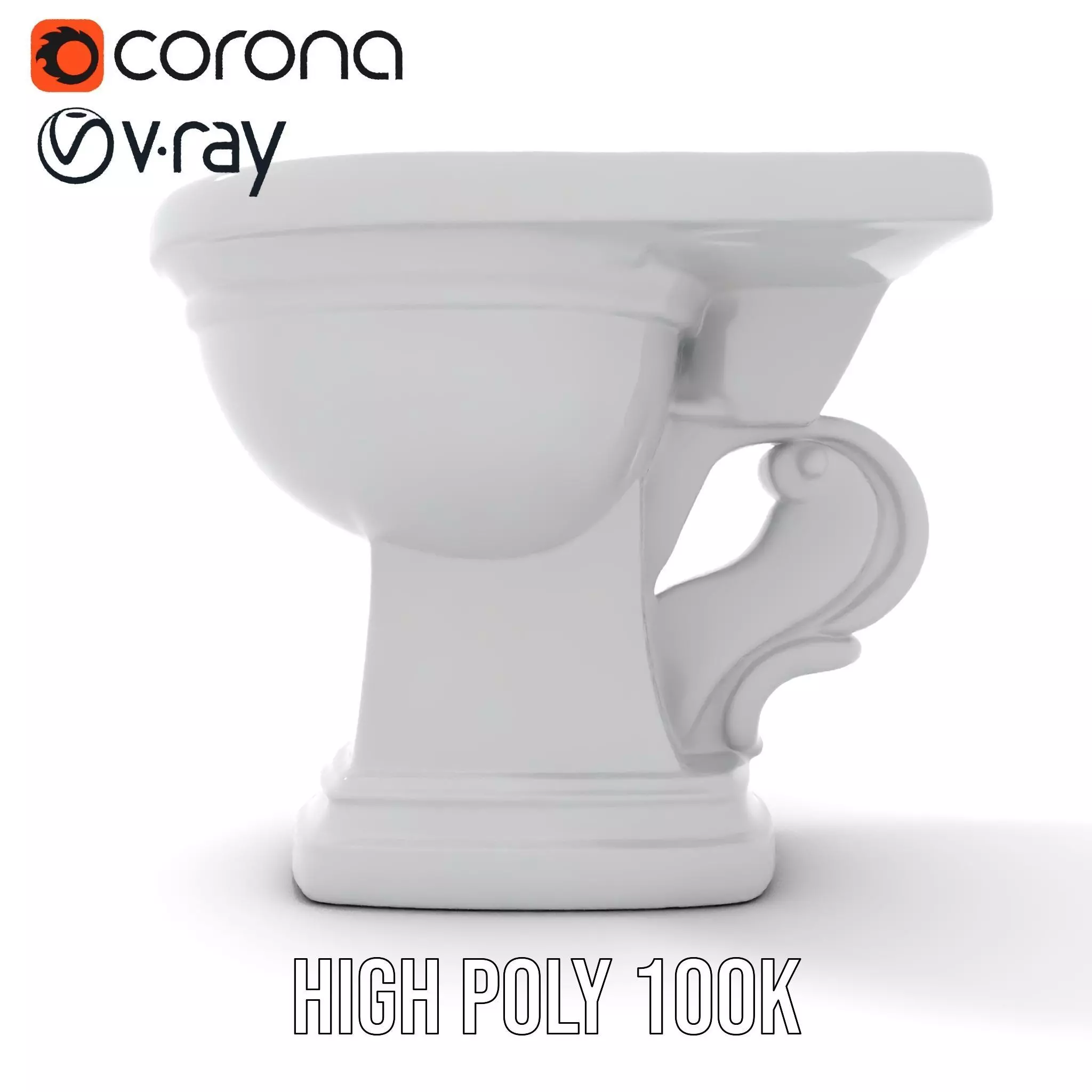 Classic White Toilet model pack Low-poly 3D model_20