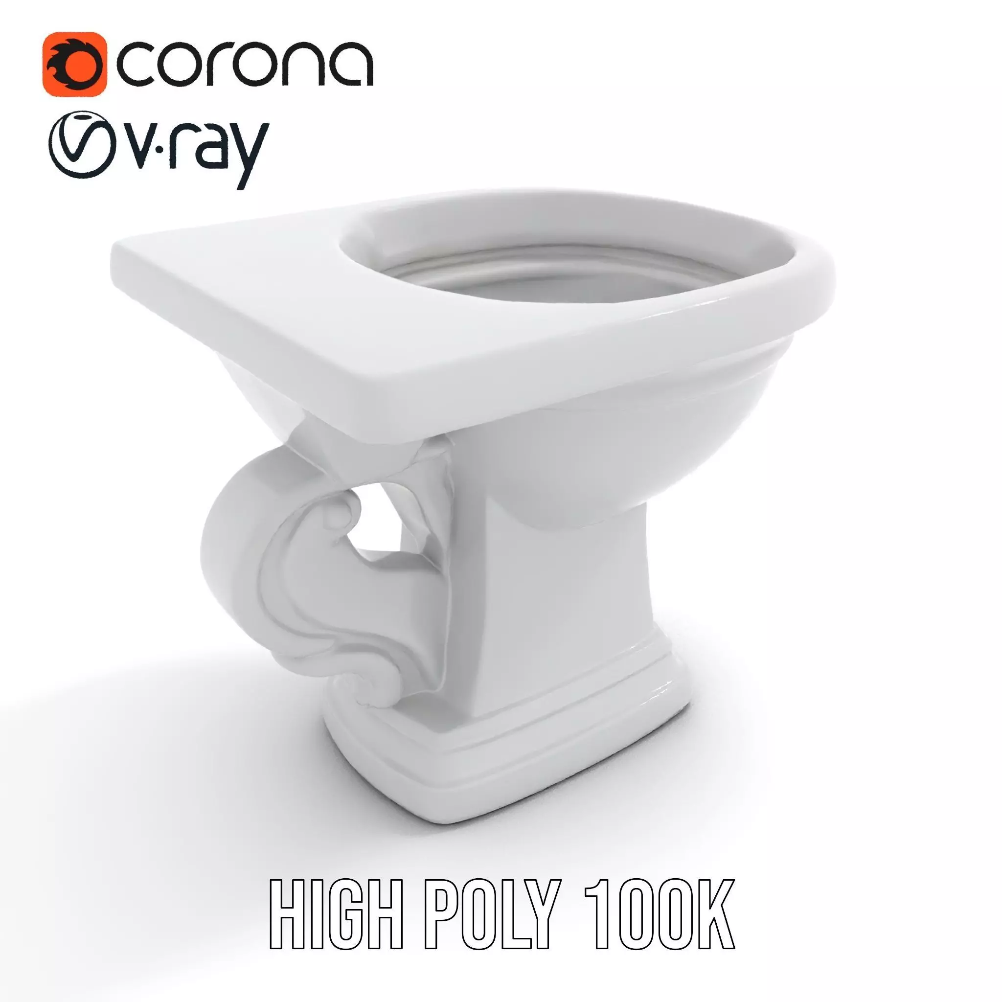 Classic White Toilet model pack Low-poly 3D model_15