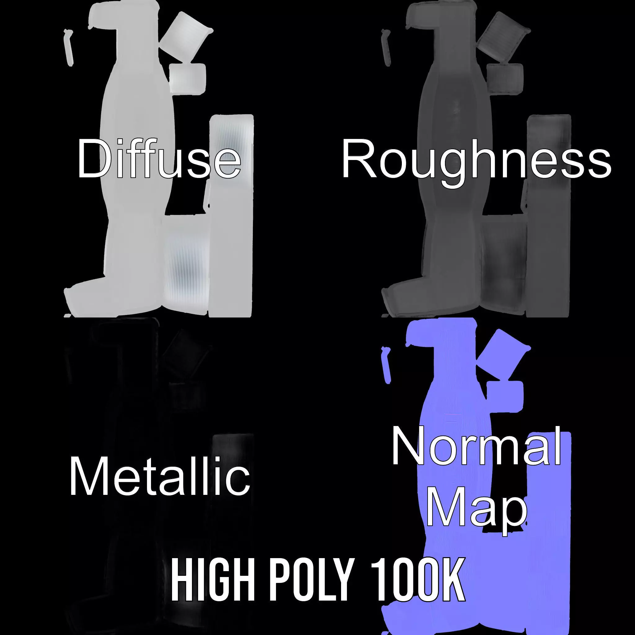 Sleek Silver Handle model pack Low-poly 3D model_3