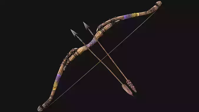 Medieval Wooden Bow Weapon Fair Shooter  Low-poly 3D model