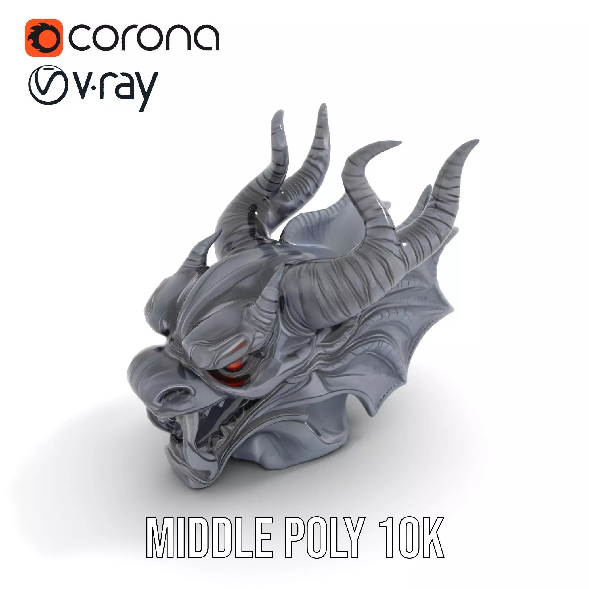 Shadow Dragon Head model pack Low-poly 3D model_6